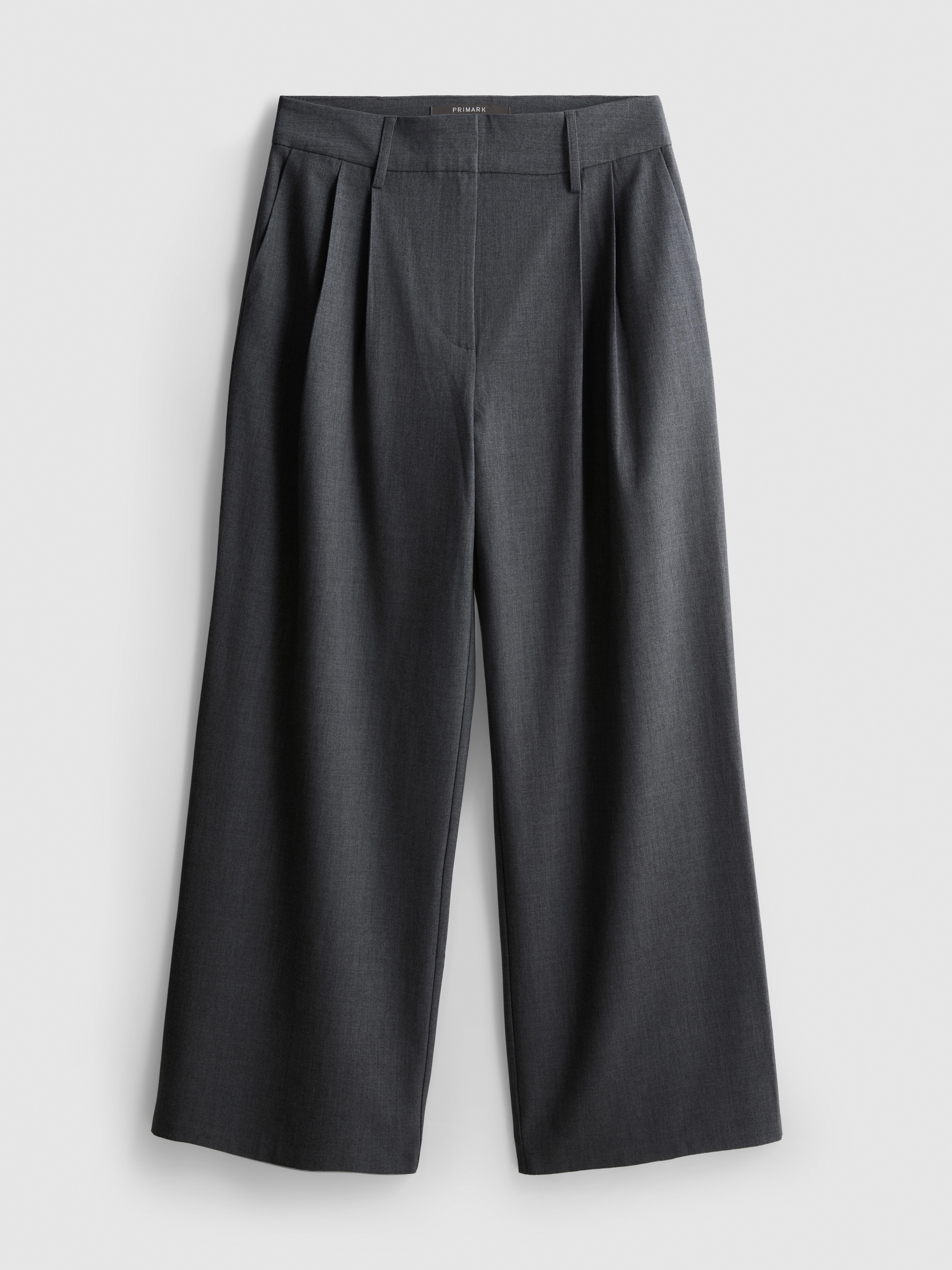 Paula Echevarría Wide Leg Pleated Pants - Gray Heather