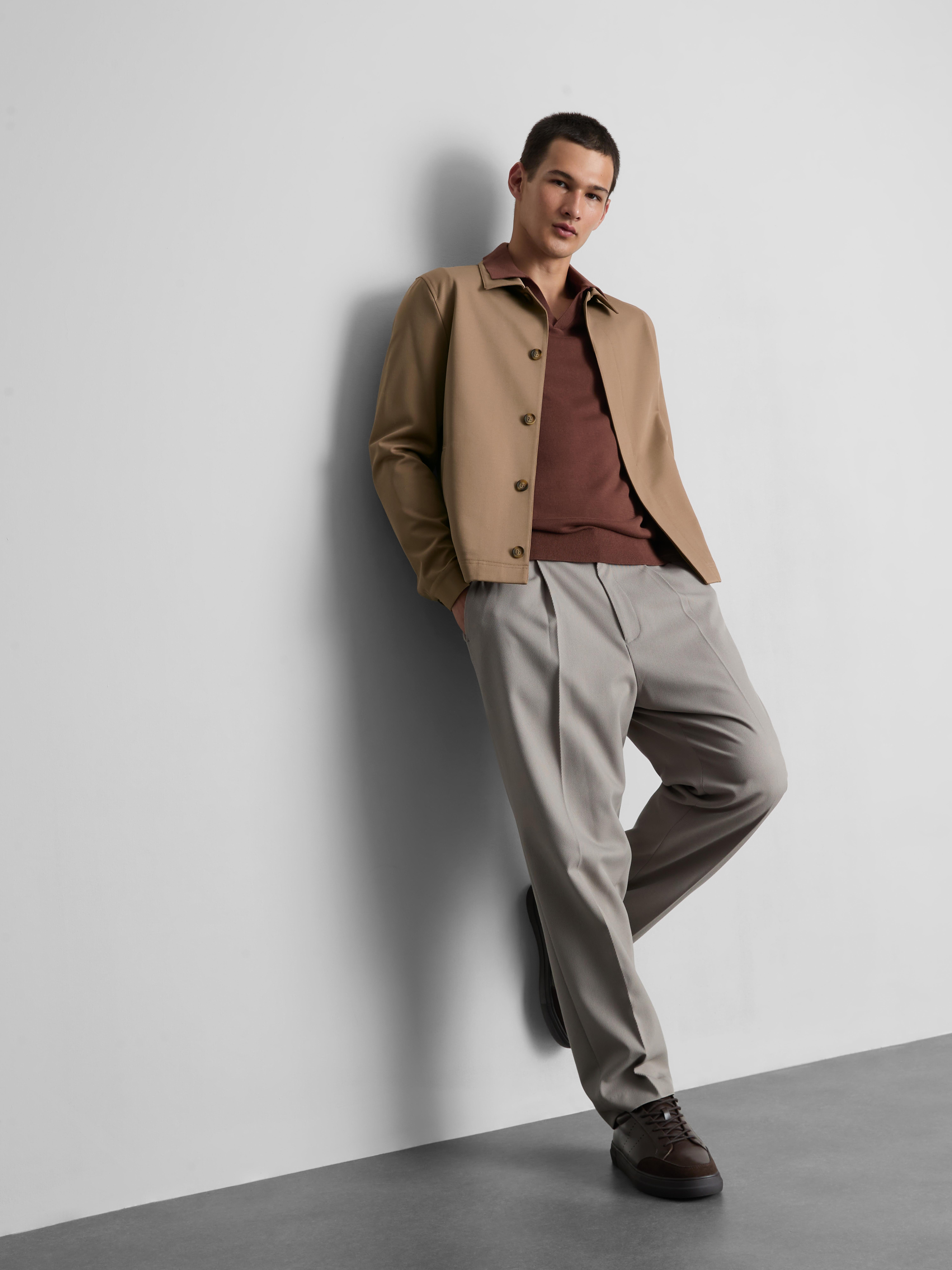 The Edit Regular Fit Collared Jacket - Stone