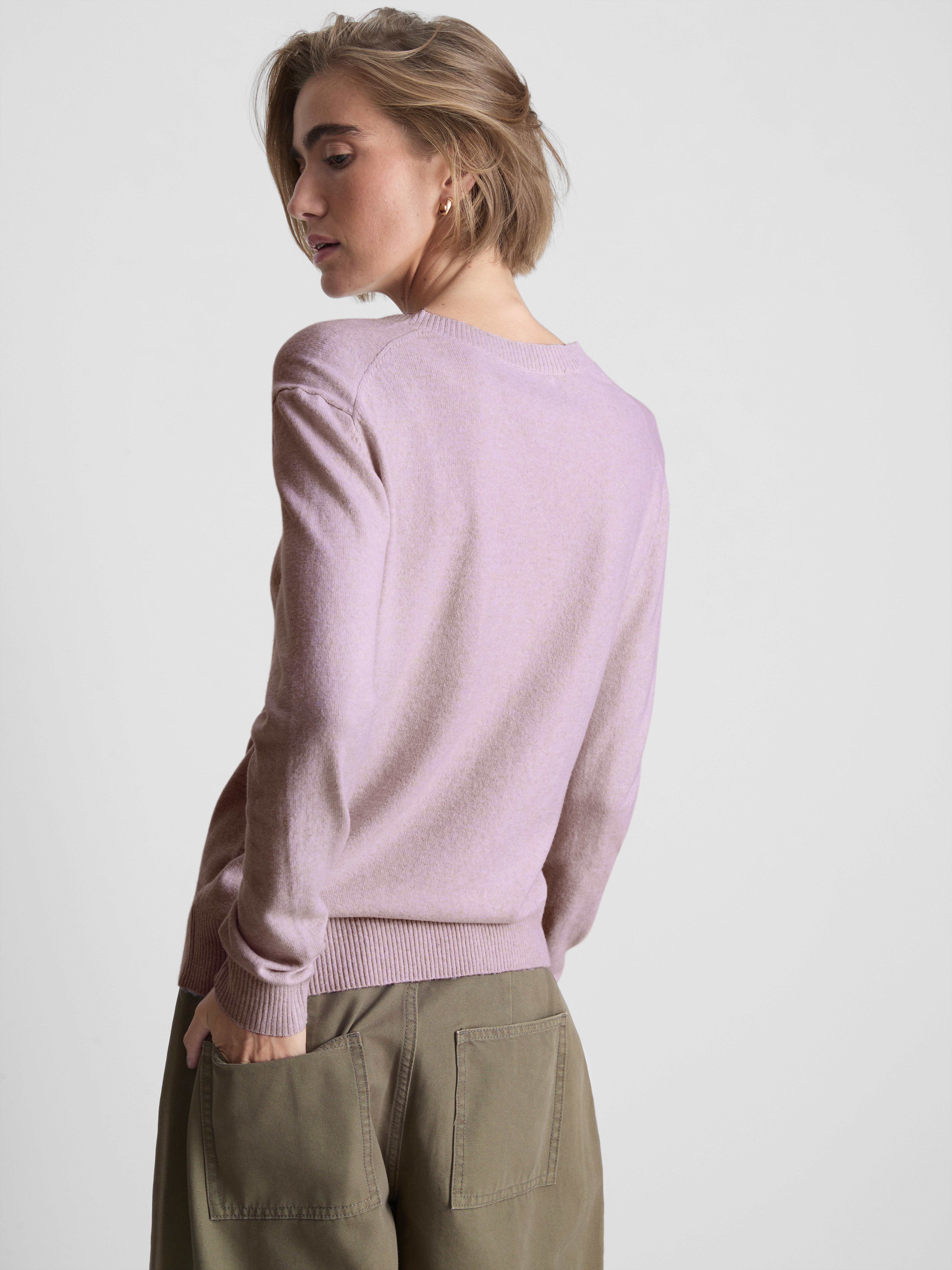 Knitted V-Neck Sweater - Lilac