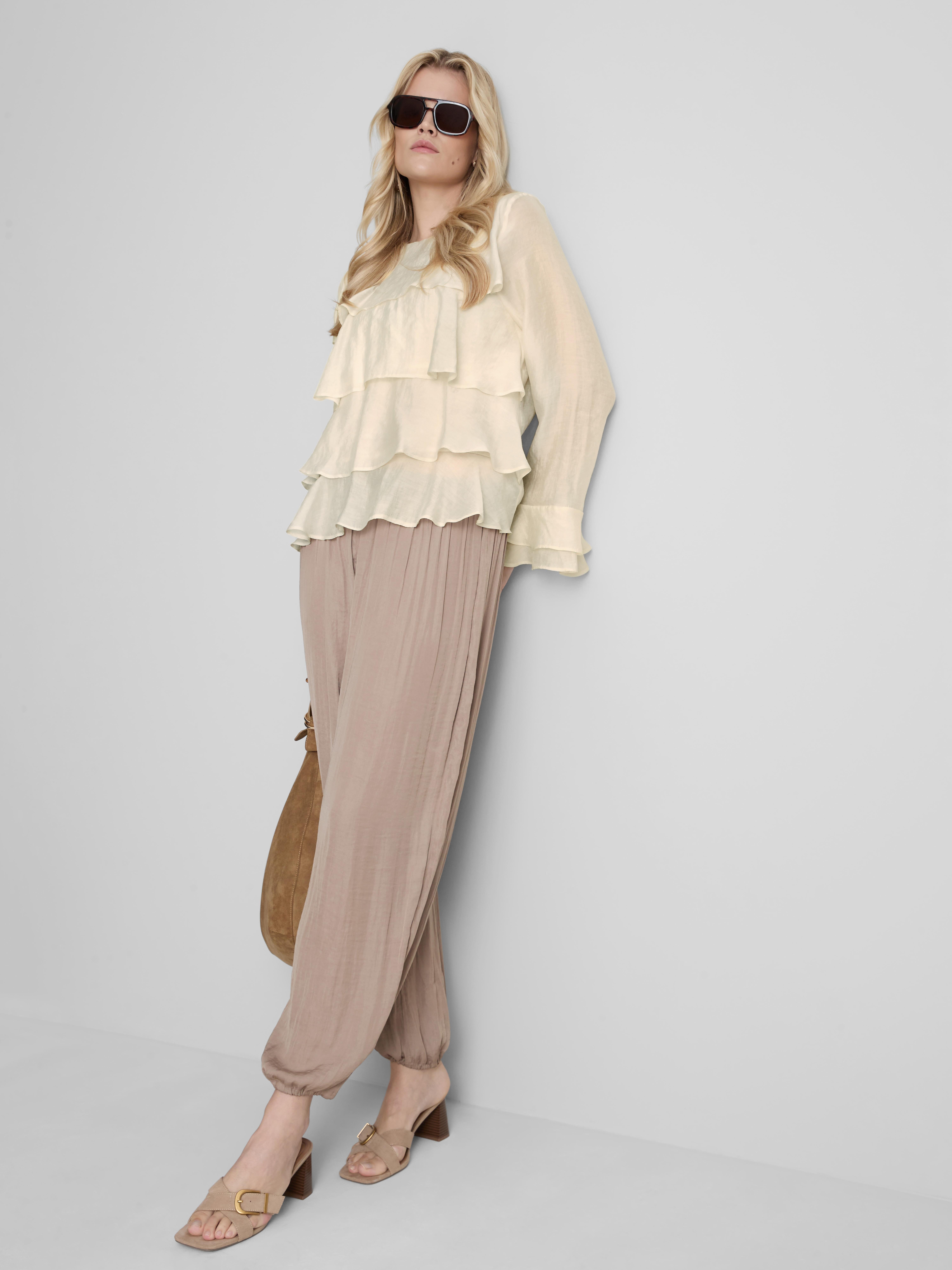 Tiered Long-Sleeve Blouse - Ivory