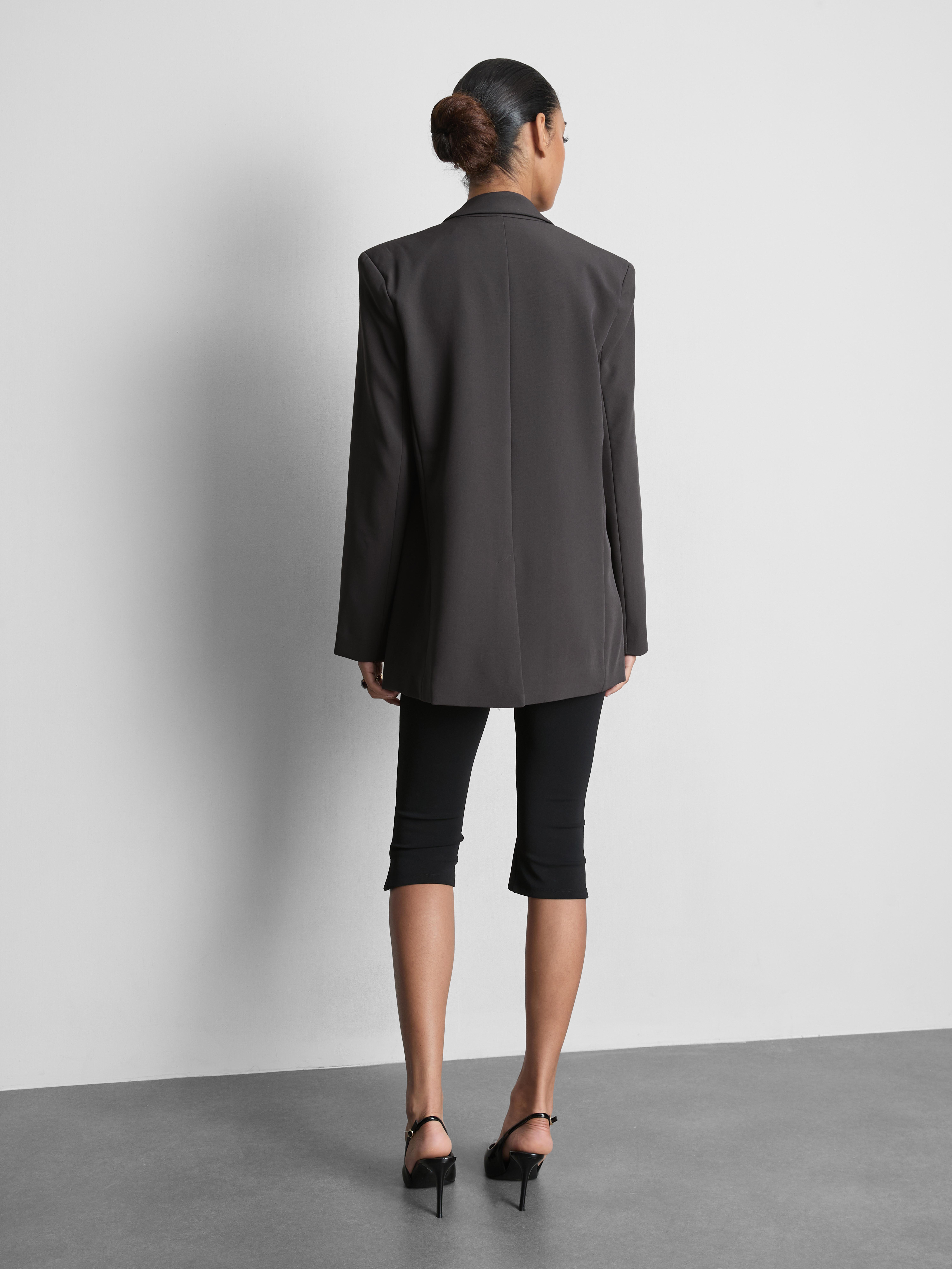 Tailored Single-Breasted Blazer - Dark Gray