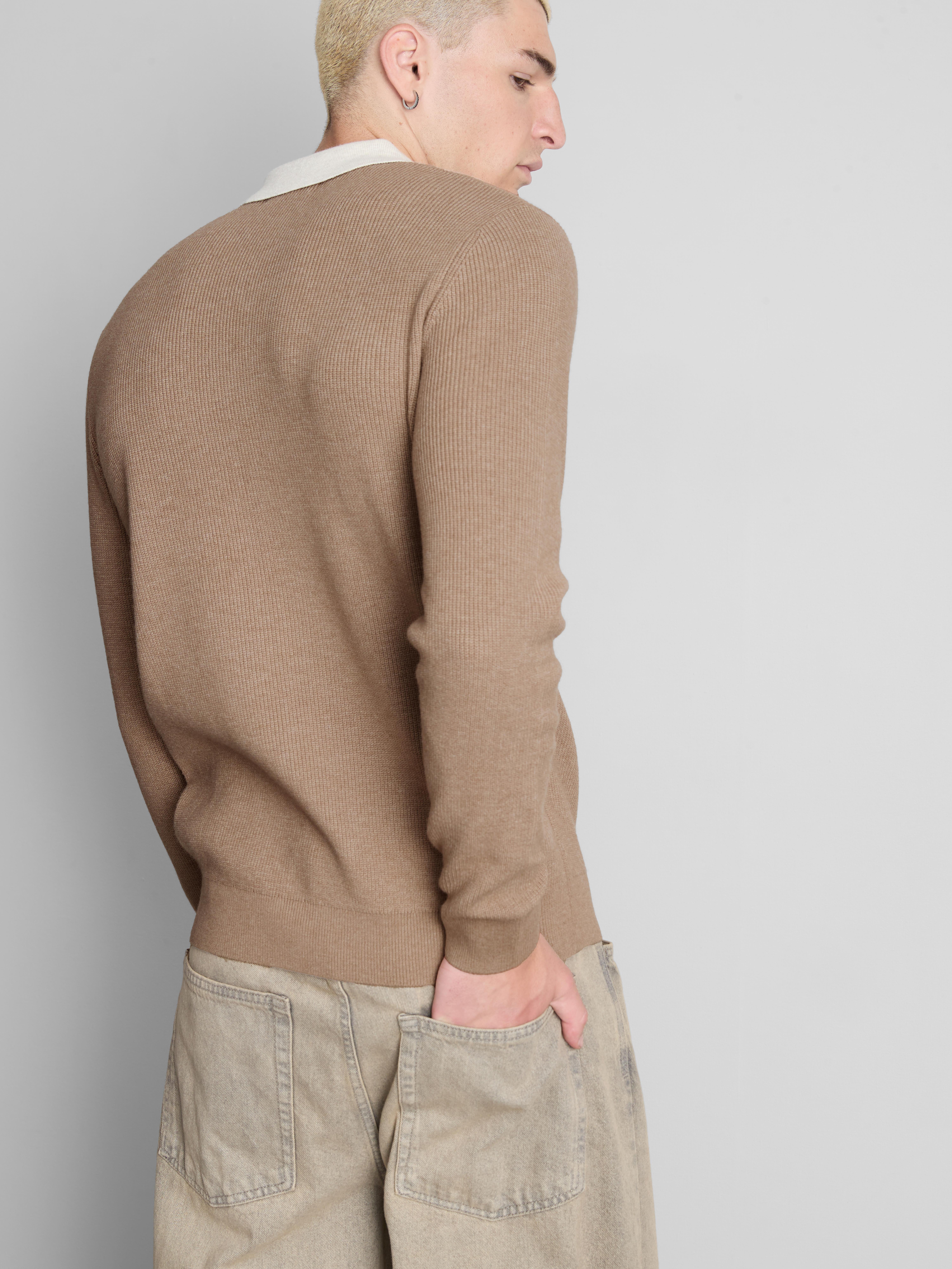 Knit Polo Sweater - Tan