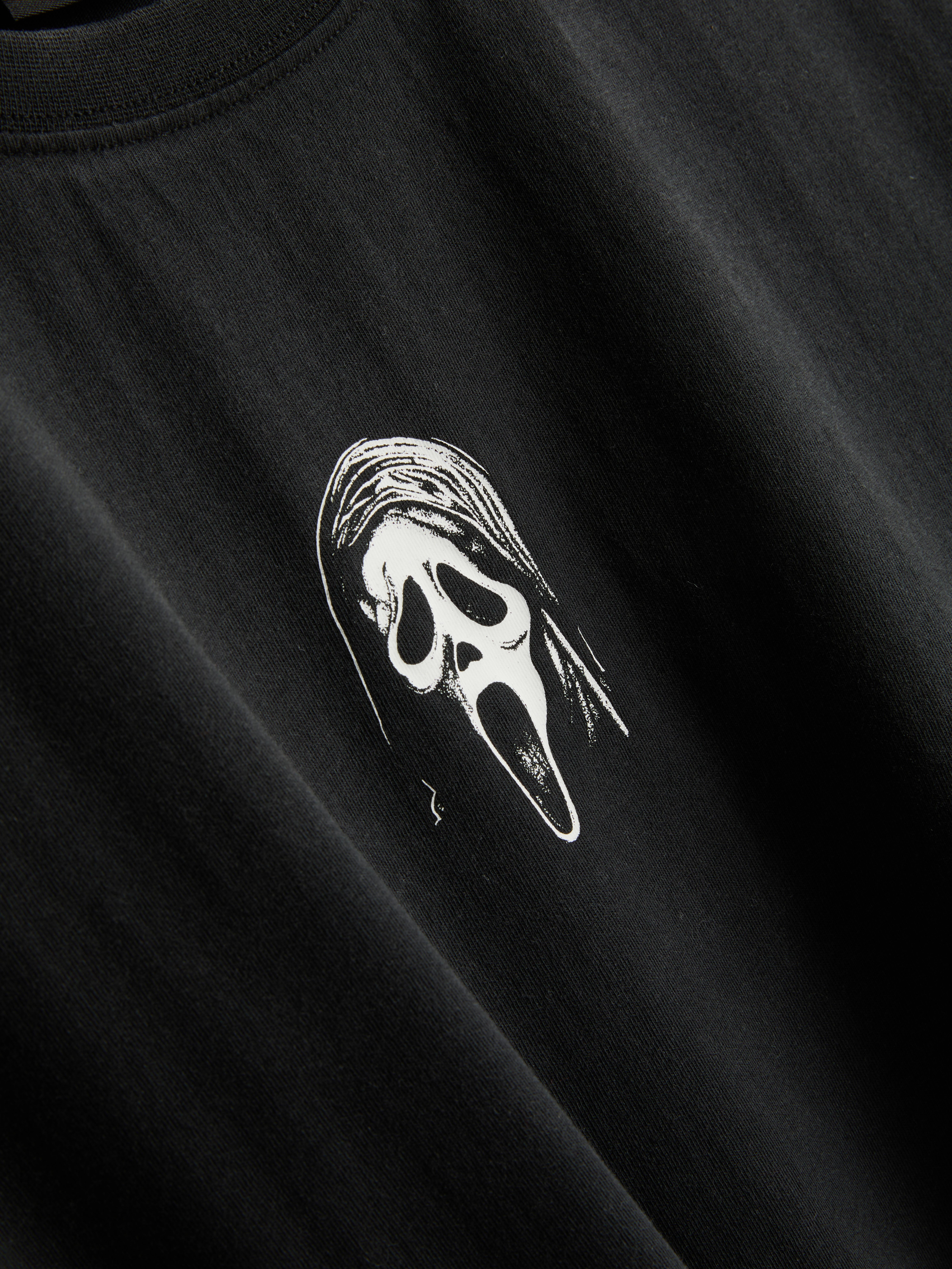 Scream Ghostface Cotton Graphic Oversized Tee - Black