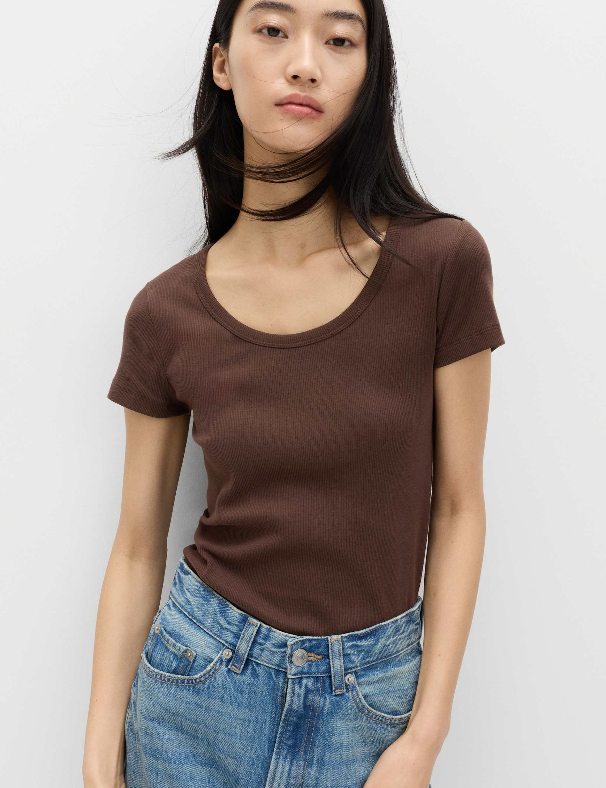 Cotton Rich Scoop Neck Slim Fit T-Shirt