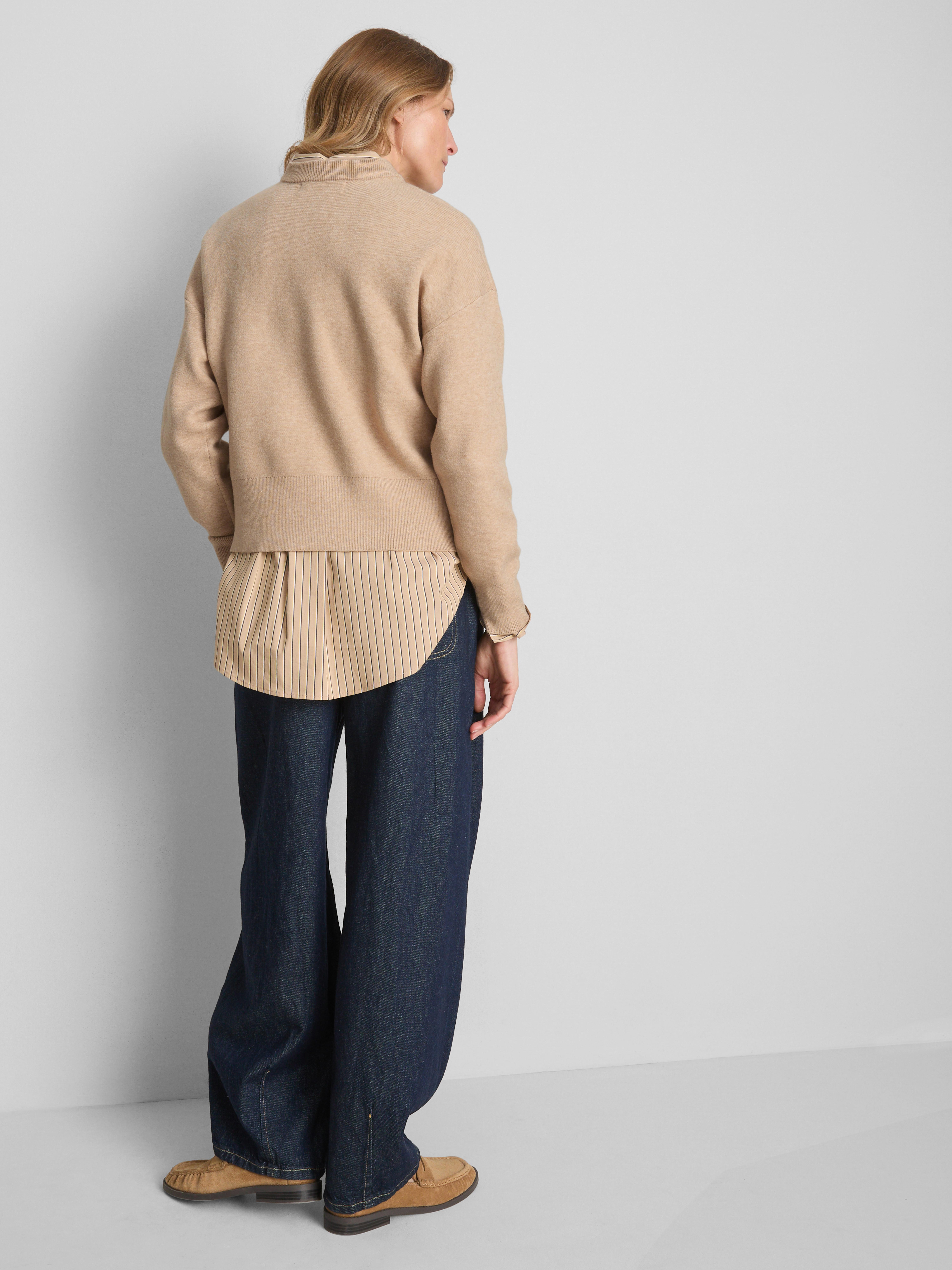 Knitted Crewneck Slogan Sweater - Oatmeal