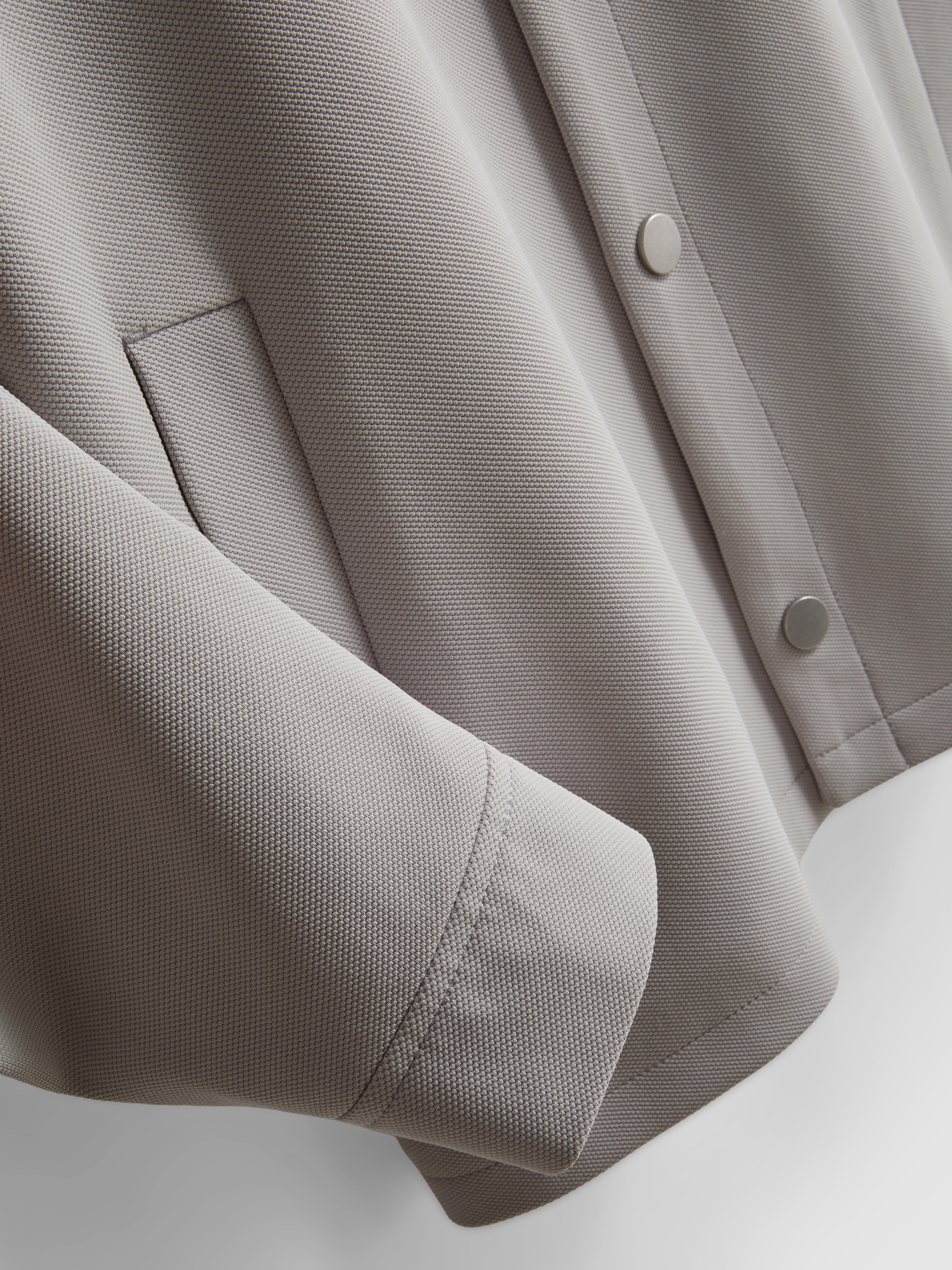 The Edit Regular Fit Collared Jacket - Light Gray