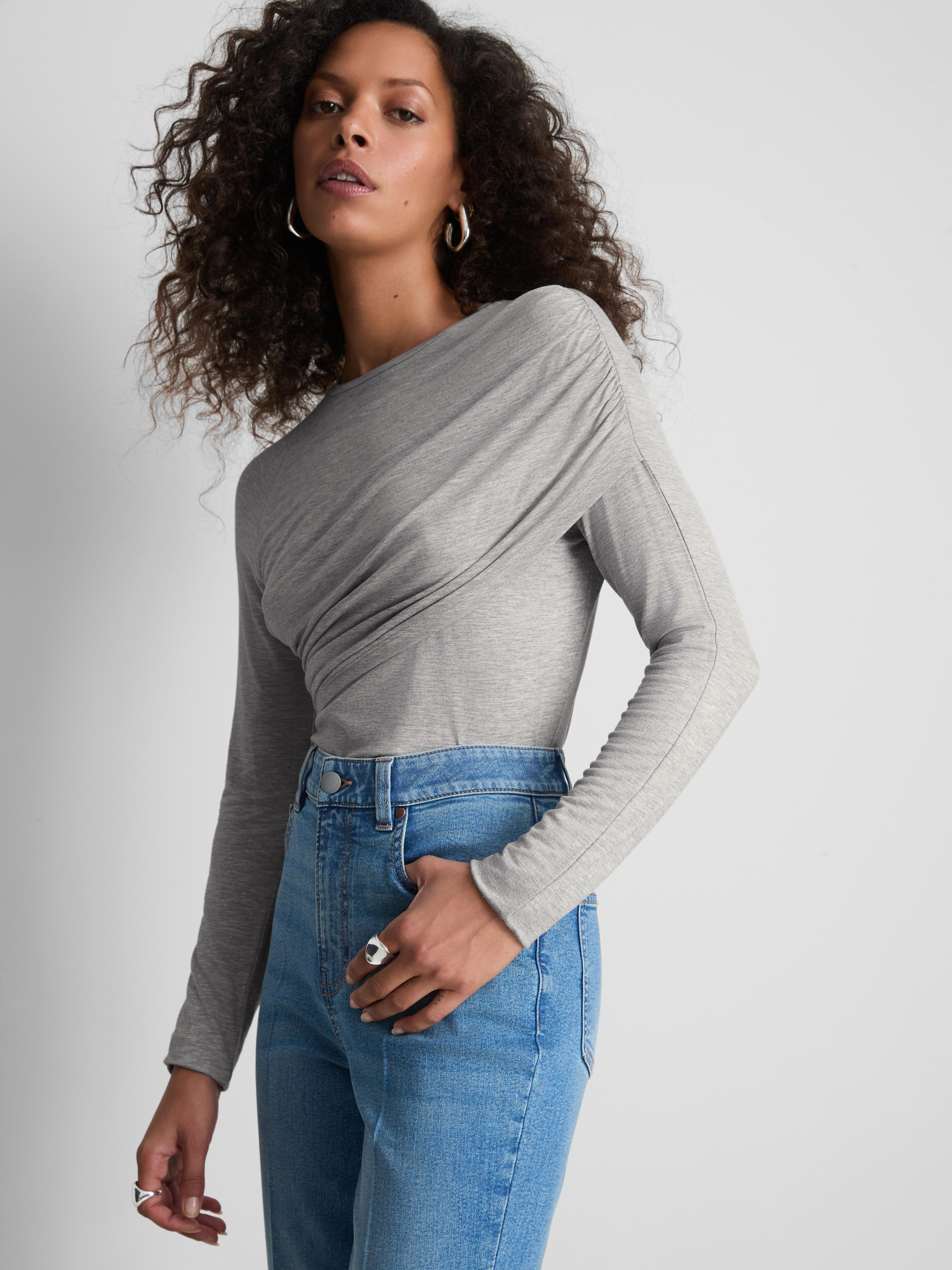 Paula Echevarría Draped Long-Sleeve Onesie - Gray Heather
