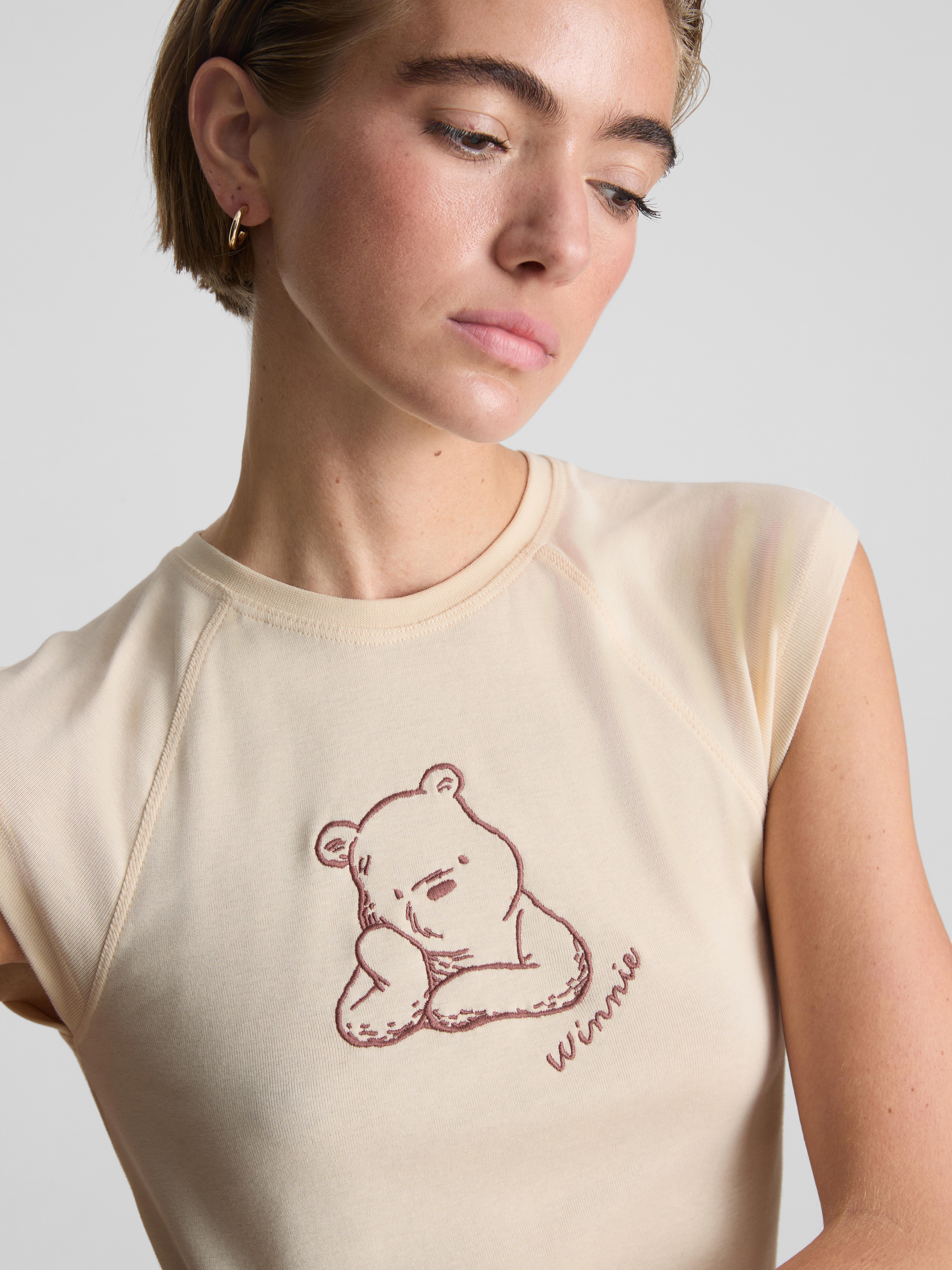 Disney's Winnie the Pooh Embroidered Baby Tee - Ivory