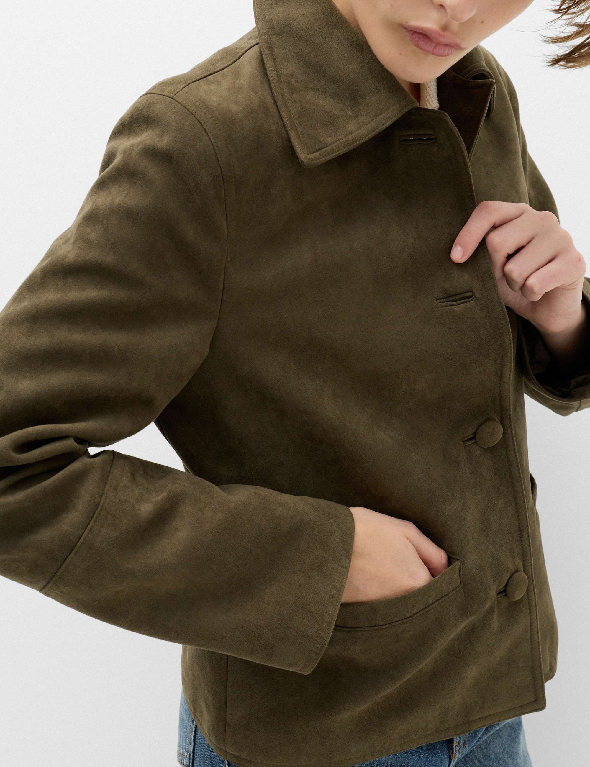 Suedette Button Through Short Jacket