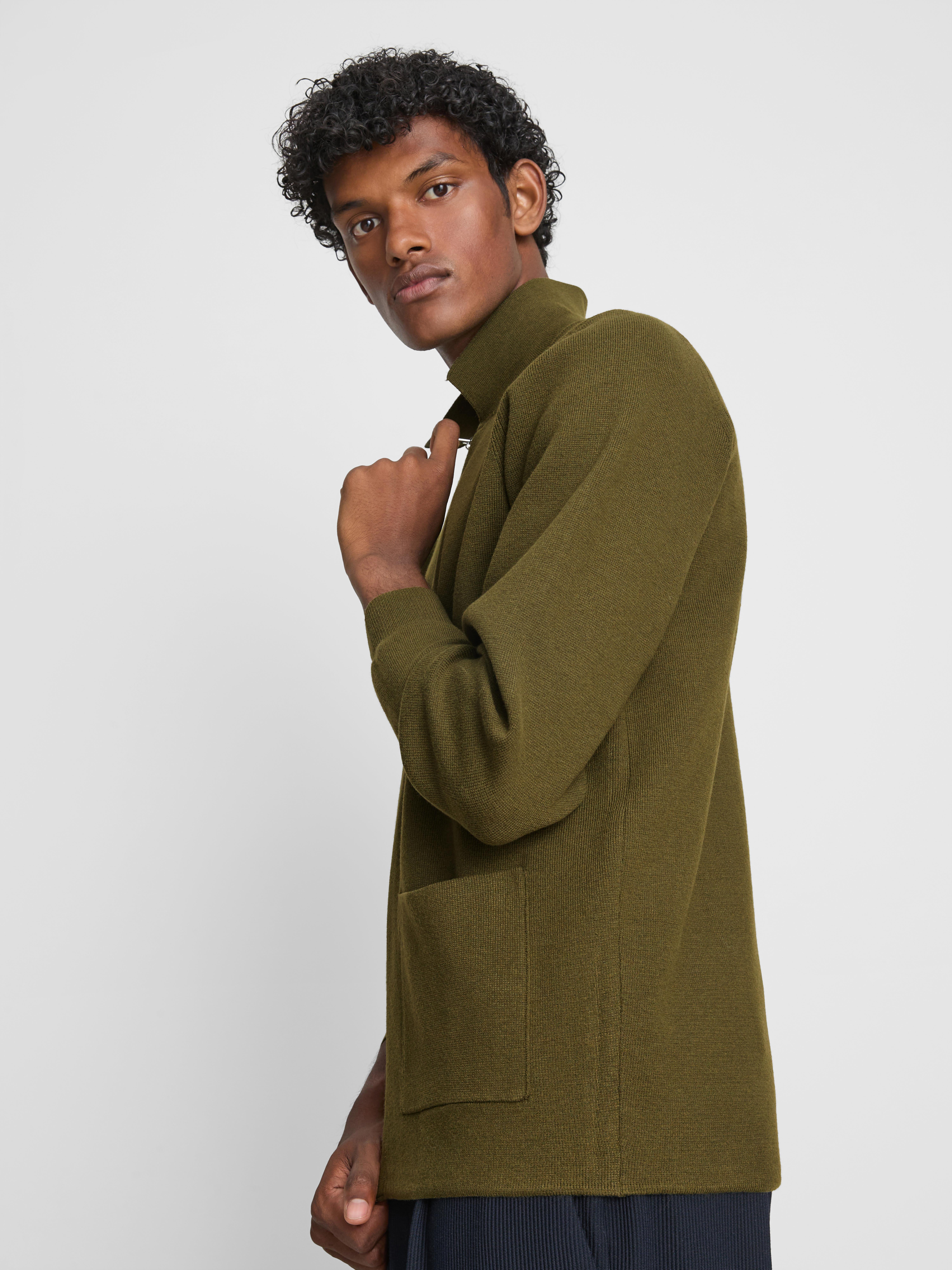 The Edit Knitted Harrington Jacket - Dark Green