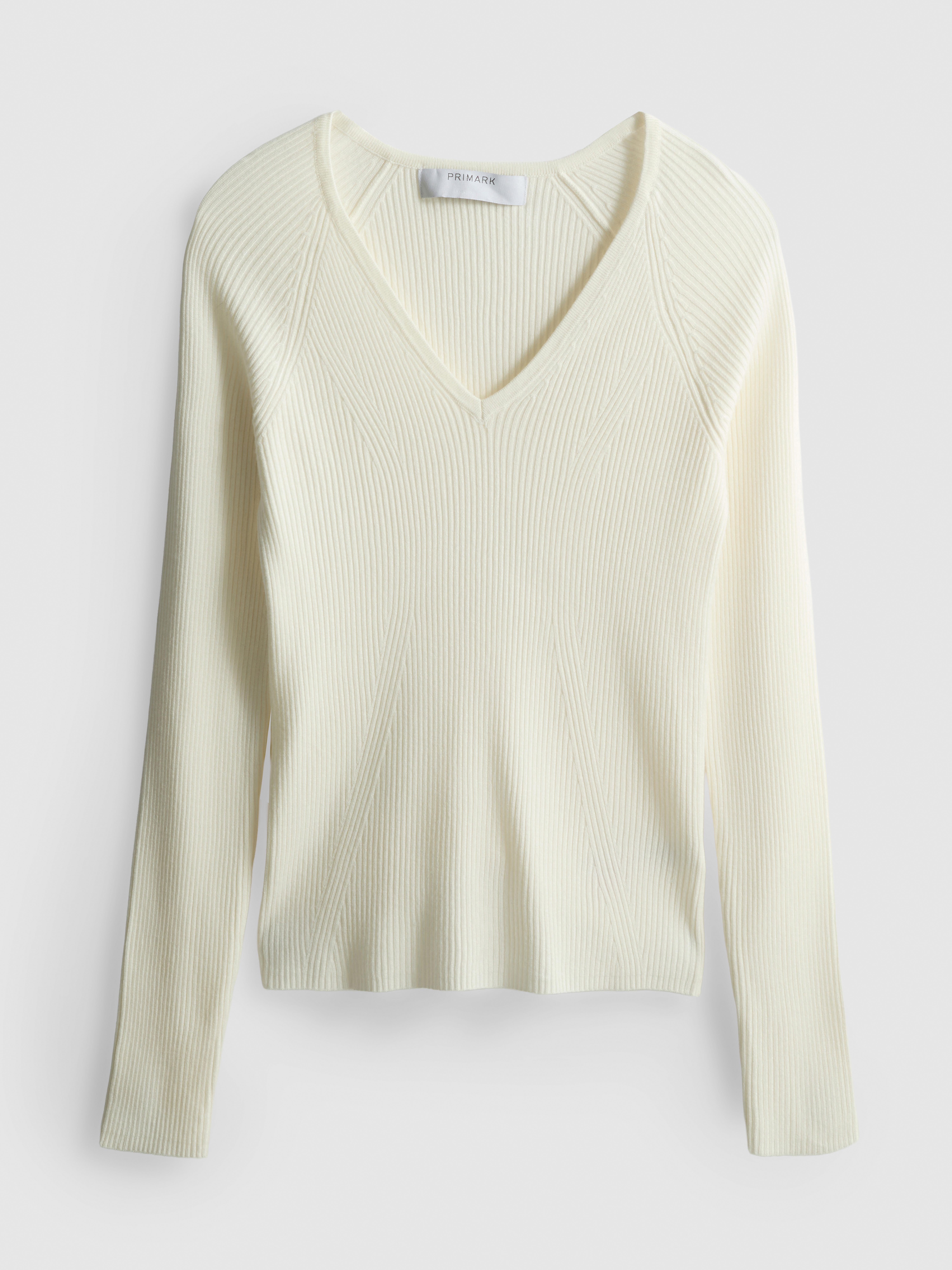 Ribbed V-Neck Sweater - Ivory