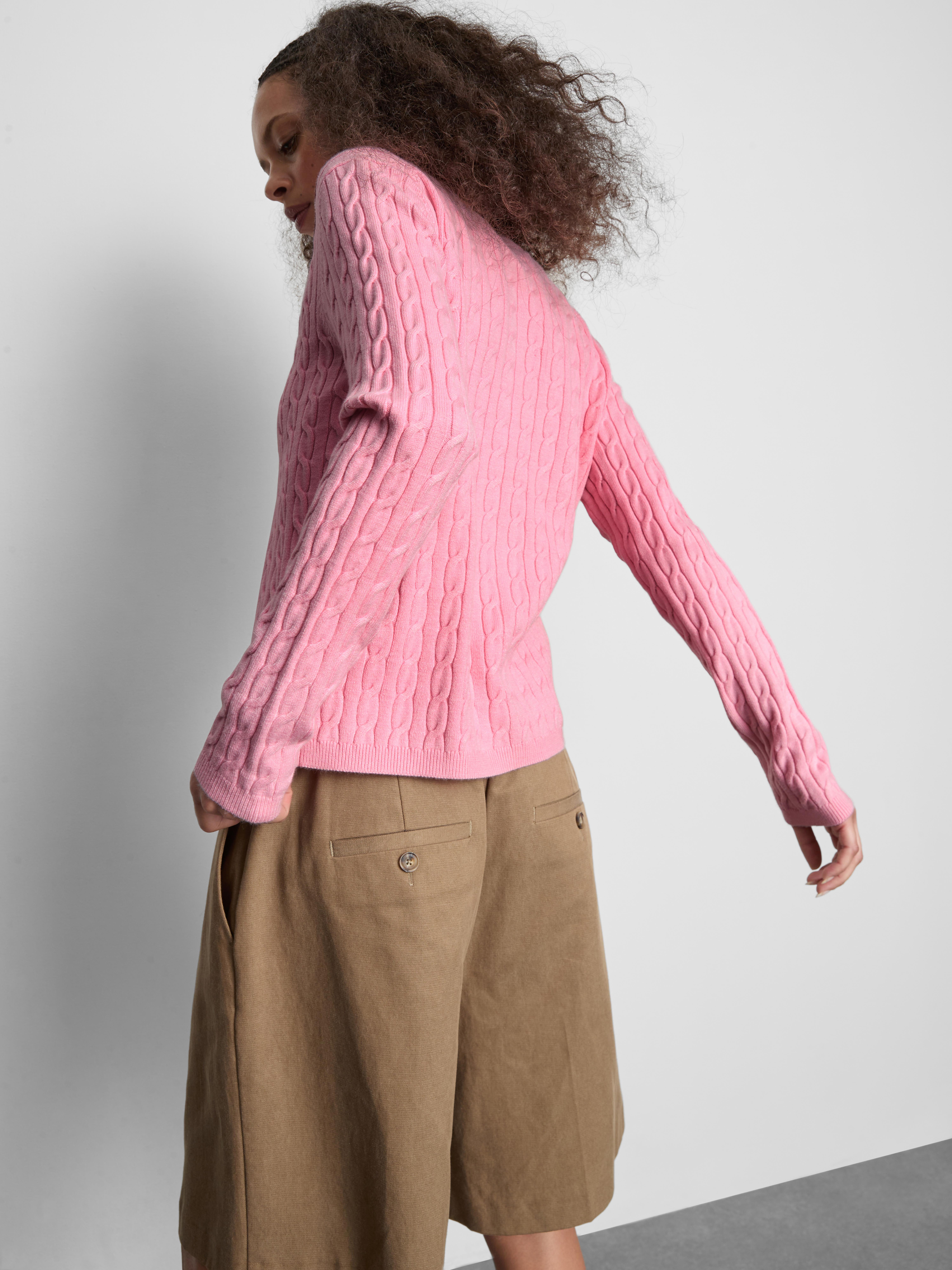 Cable Knit Cardigan - Light Pink