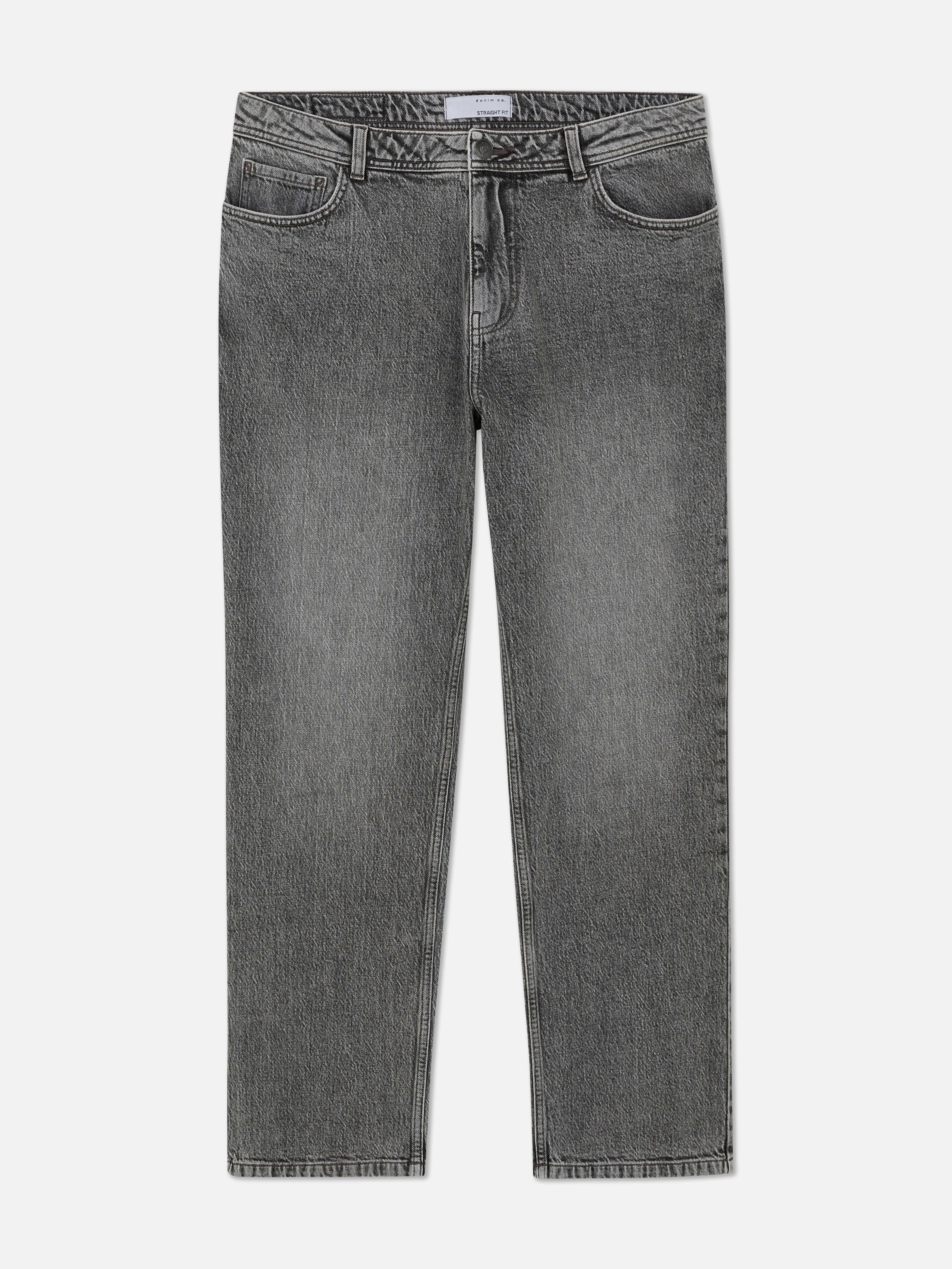 Mid-Rise Straight-Leg Jeans - Gray