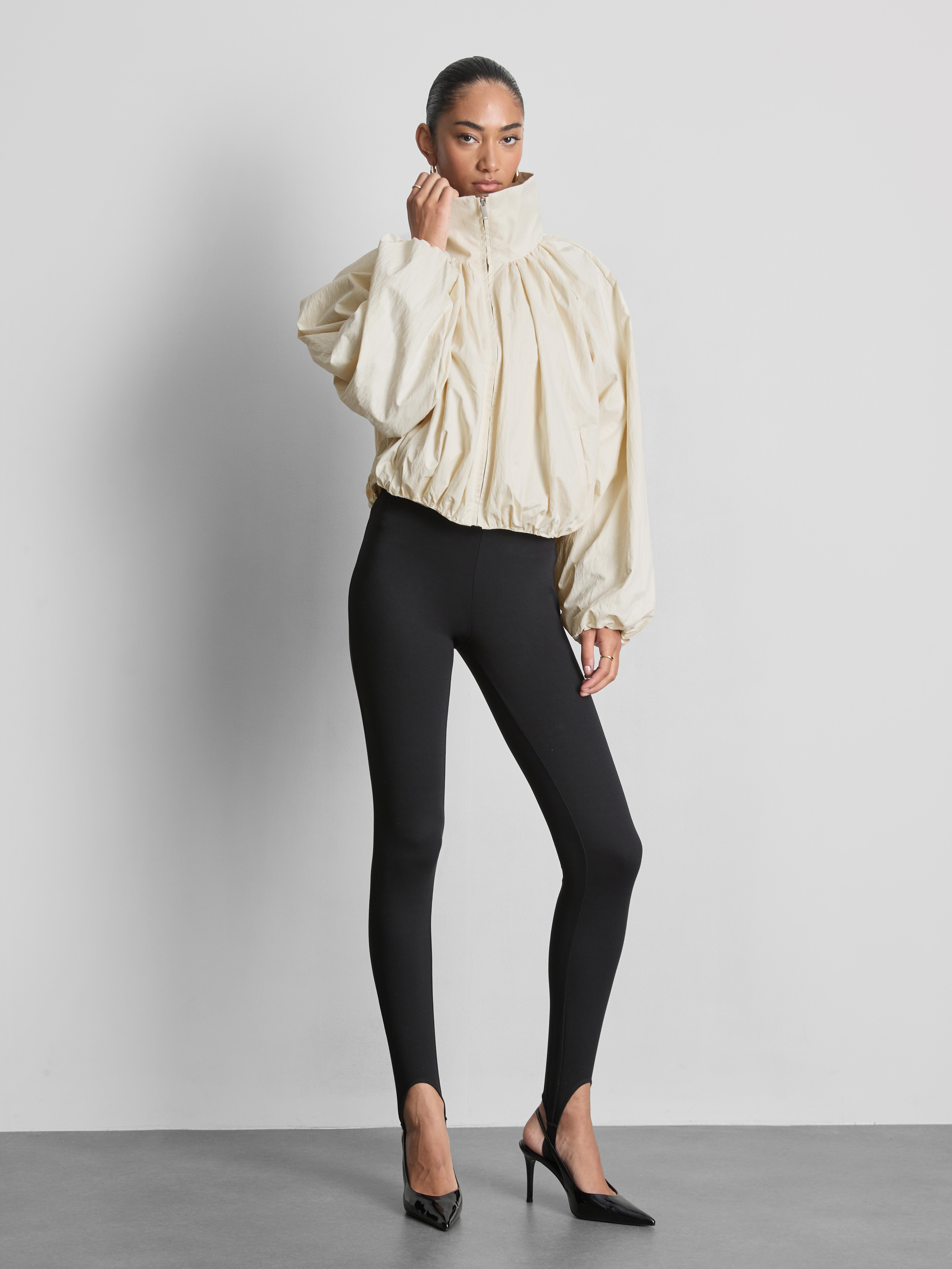 Ruched High-Neck Jacket - Ivory