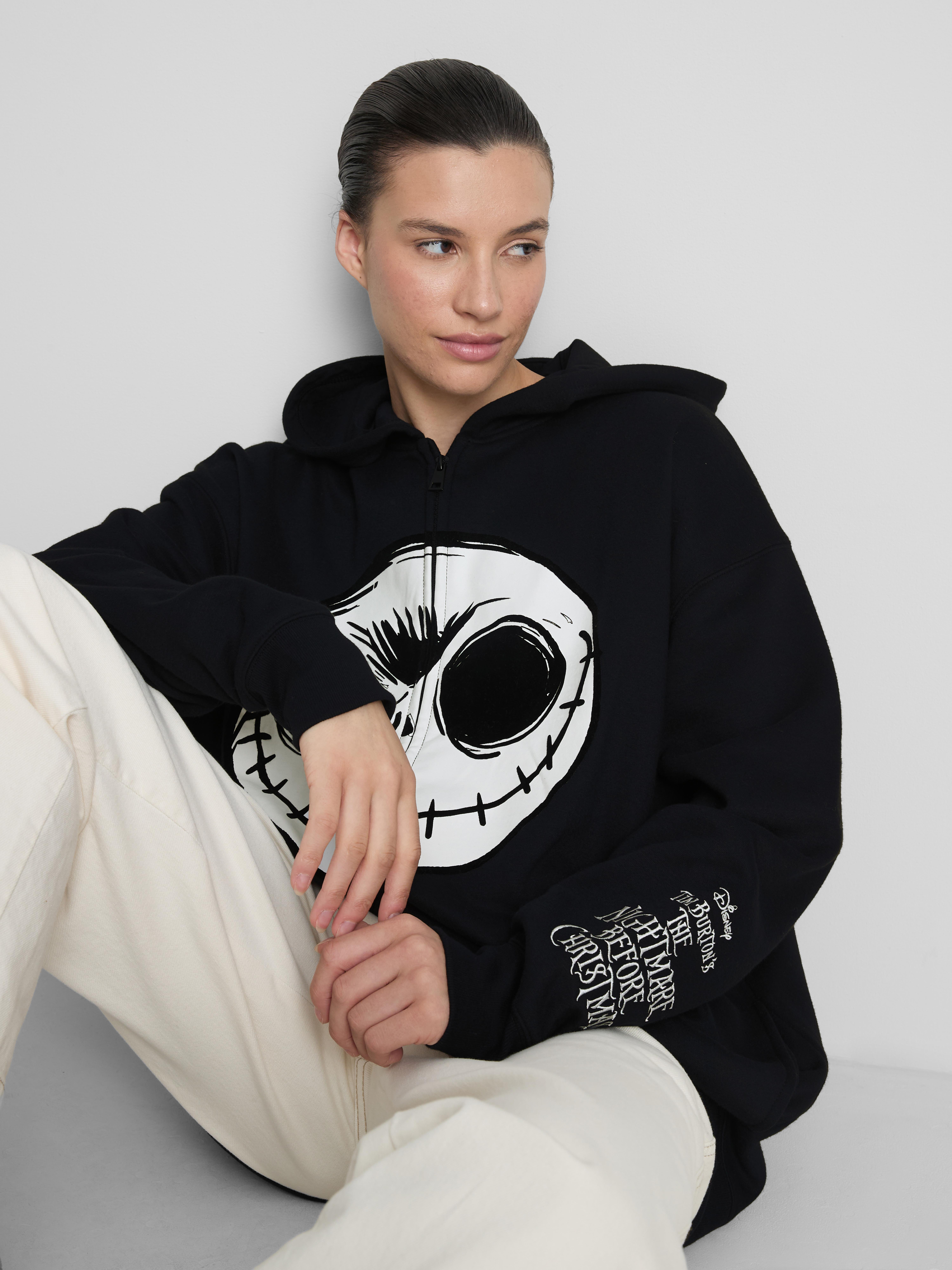 Disney Tim Burton's The Nightmare Before Christmas Graphic Zip Hoodie - Black