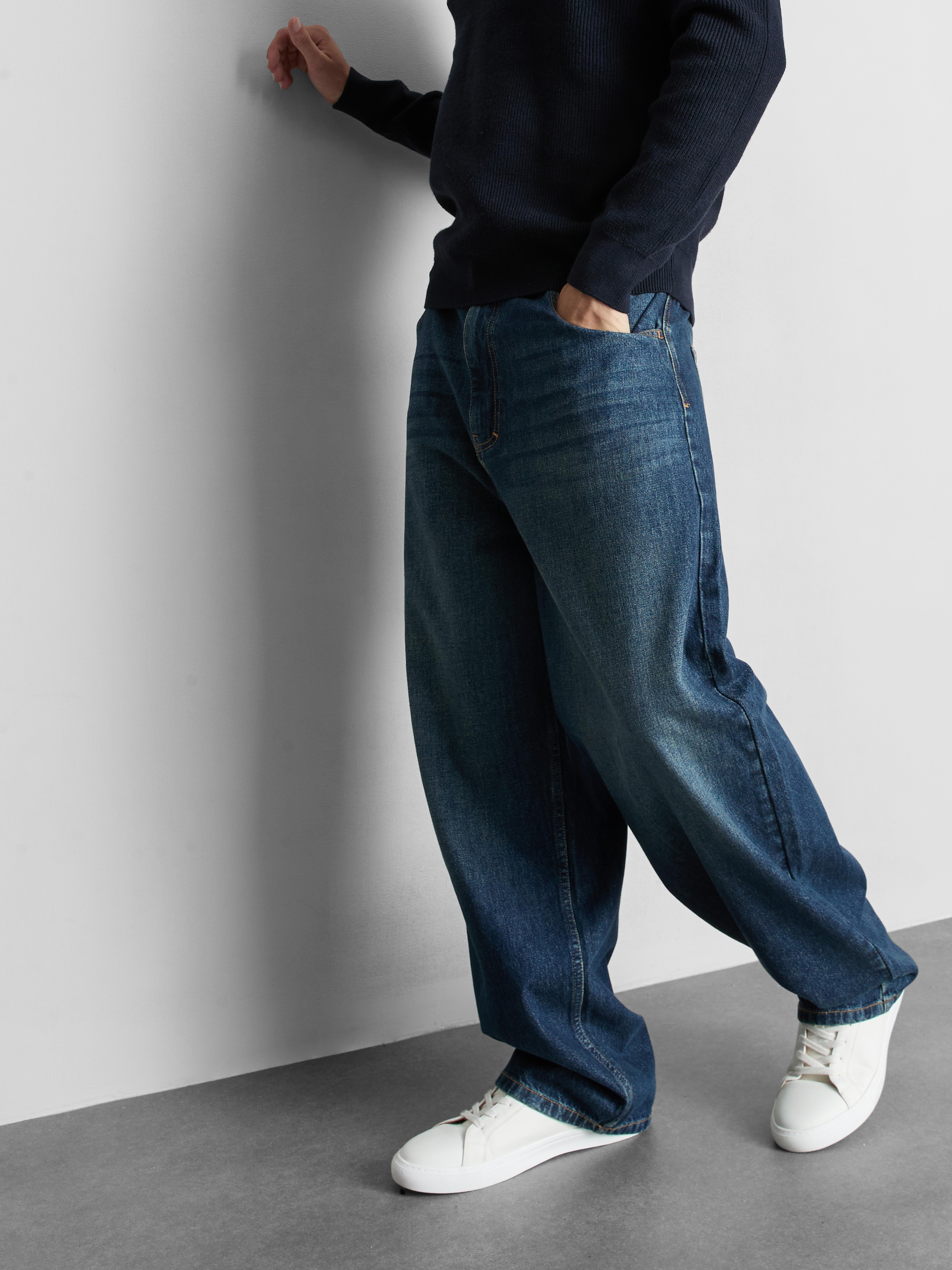 Mid-Rise Baggy Jeans - Mid Blue