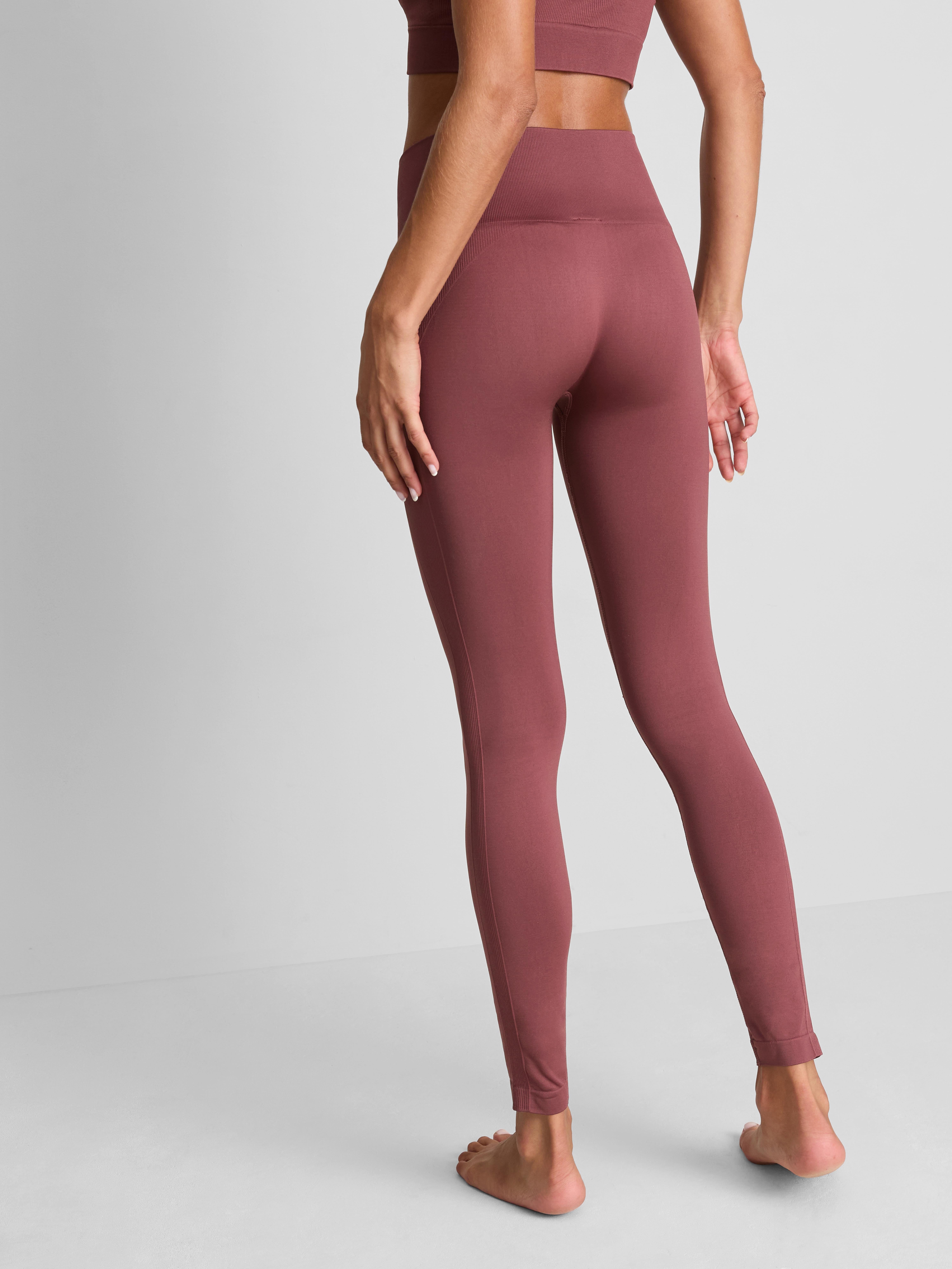 Seamless High-Waisted Active Leggings - Dark Pink