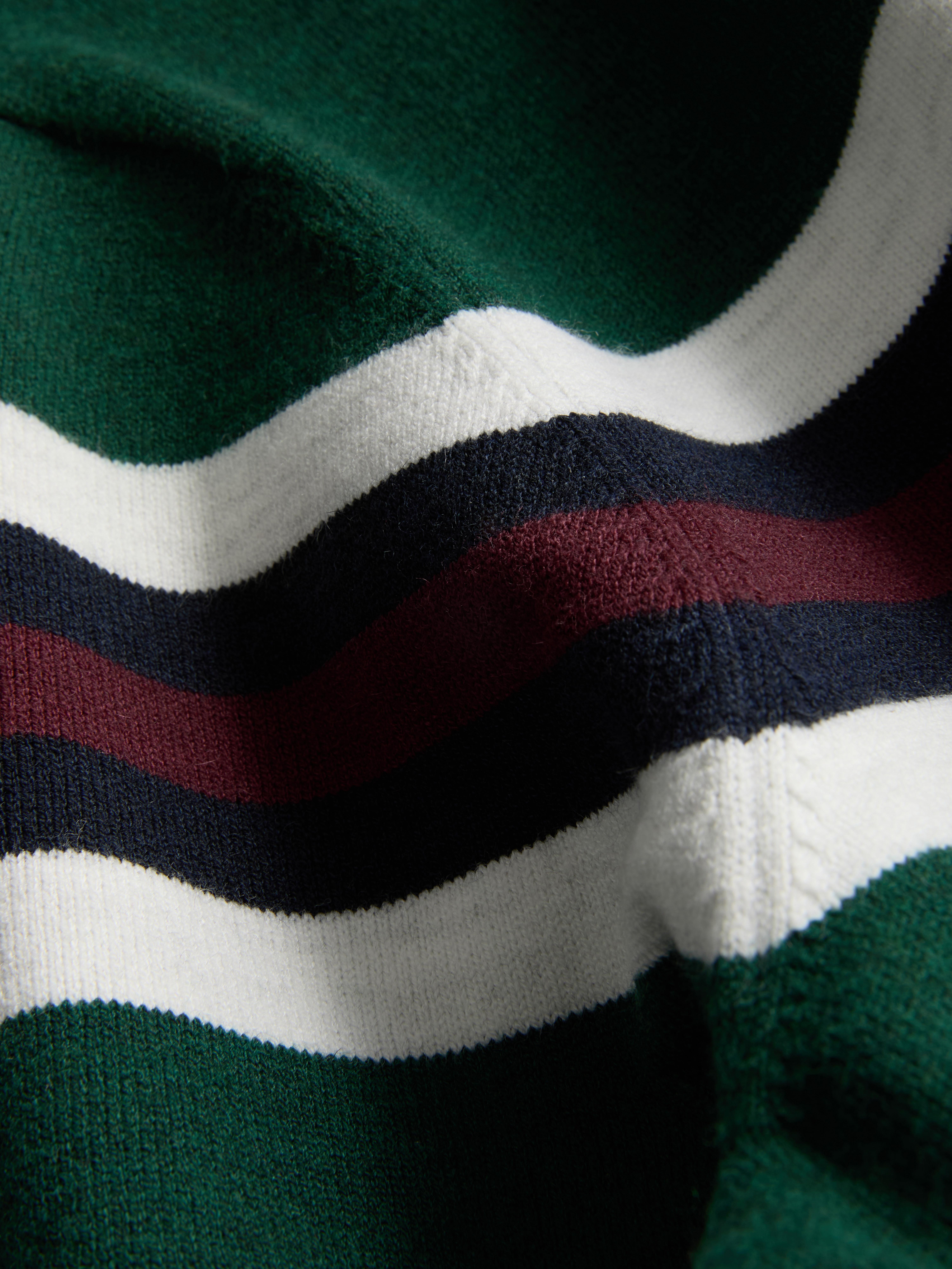 Stripe Knitted Collared Sweater - Green