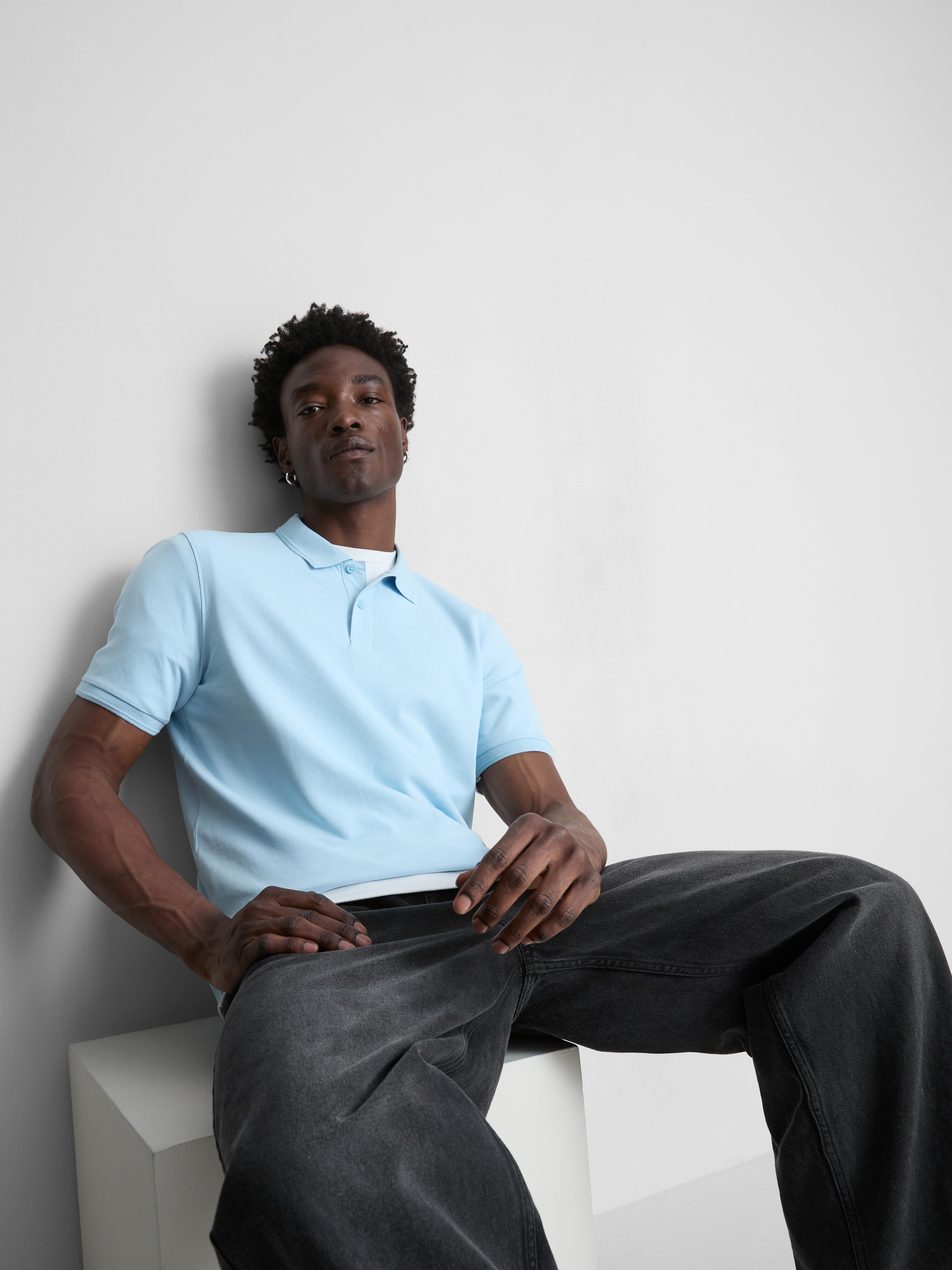 Short-Sleeve Polo Shirt - Light Blue