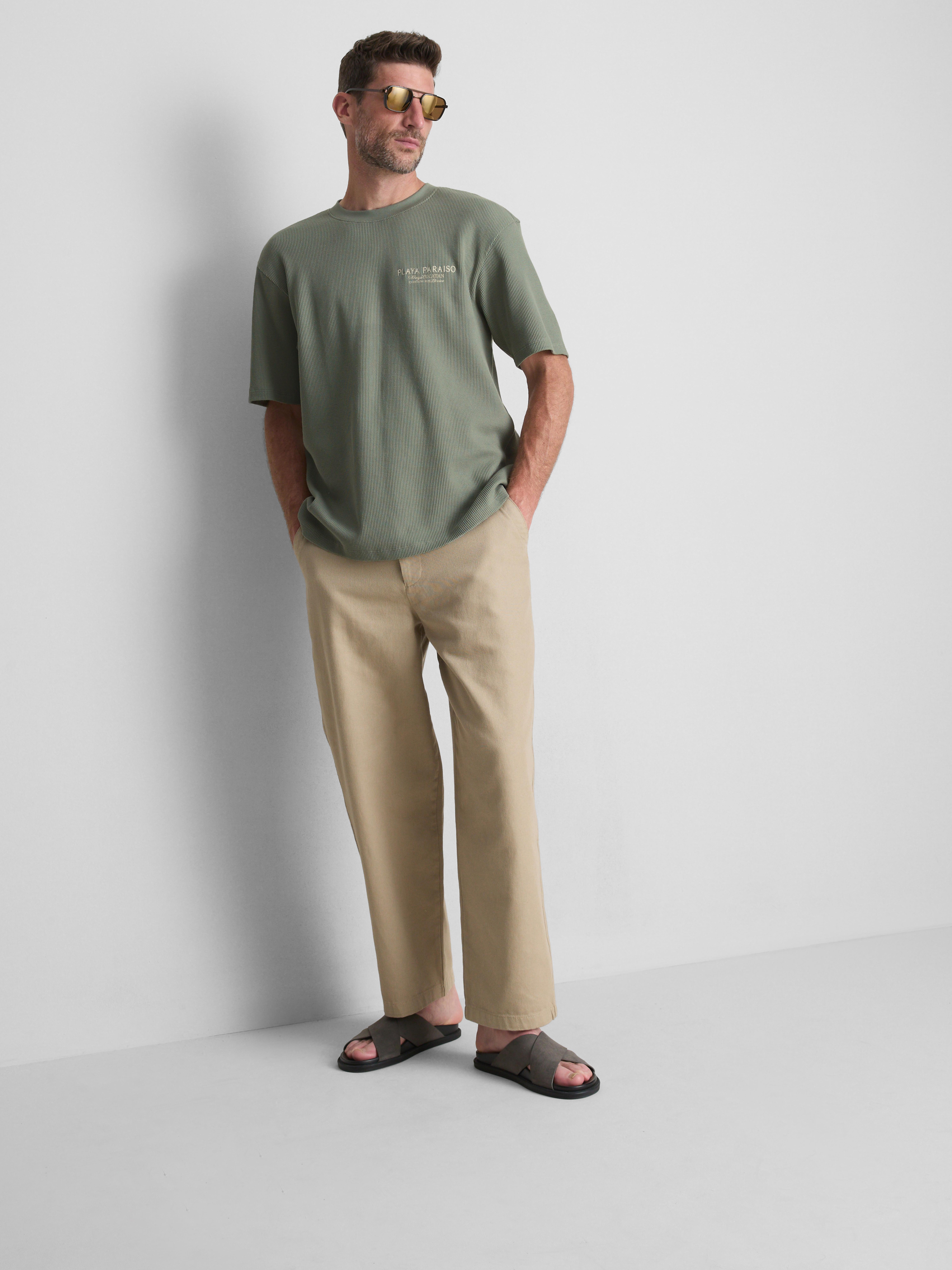 Pure Cotton Waffle T-Shirt - Green