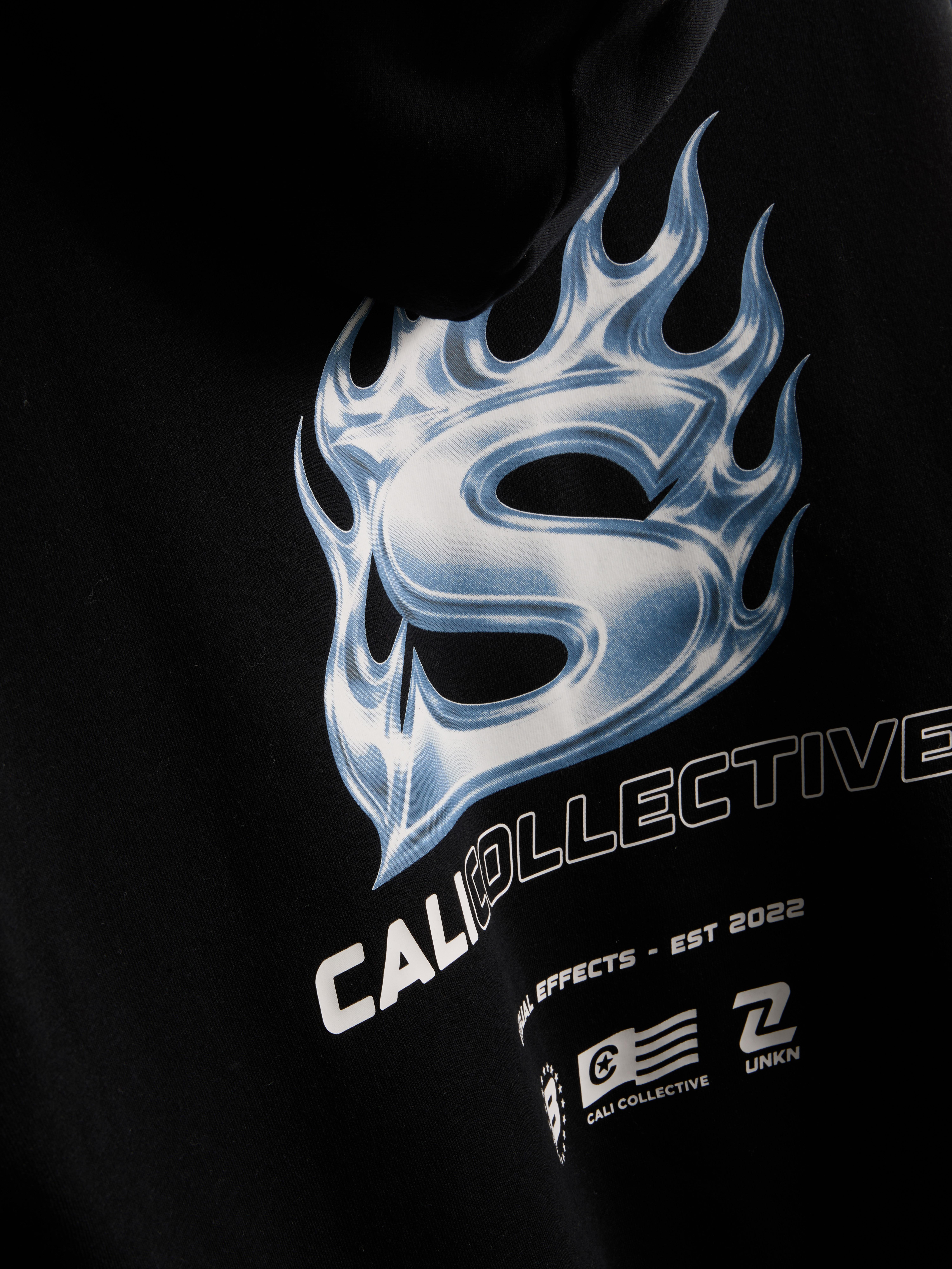 Cali Collective Cotton-Blend Graphic Hoodie - Black