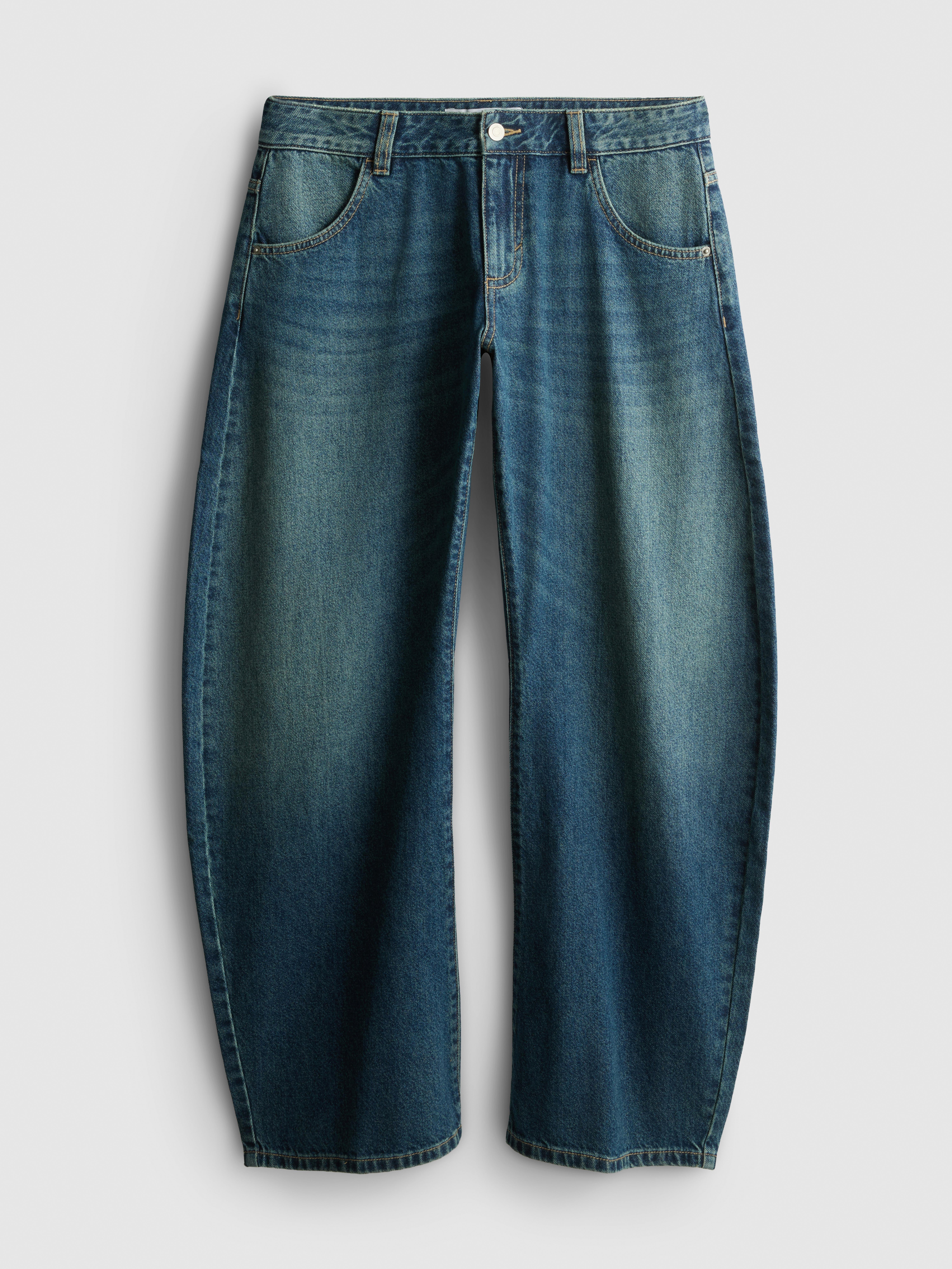 The Primark Scene | Cotton Denim Barrel-Leg Jeans - Blue Heather