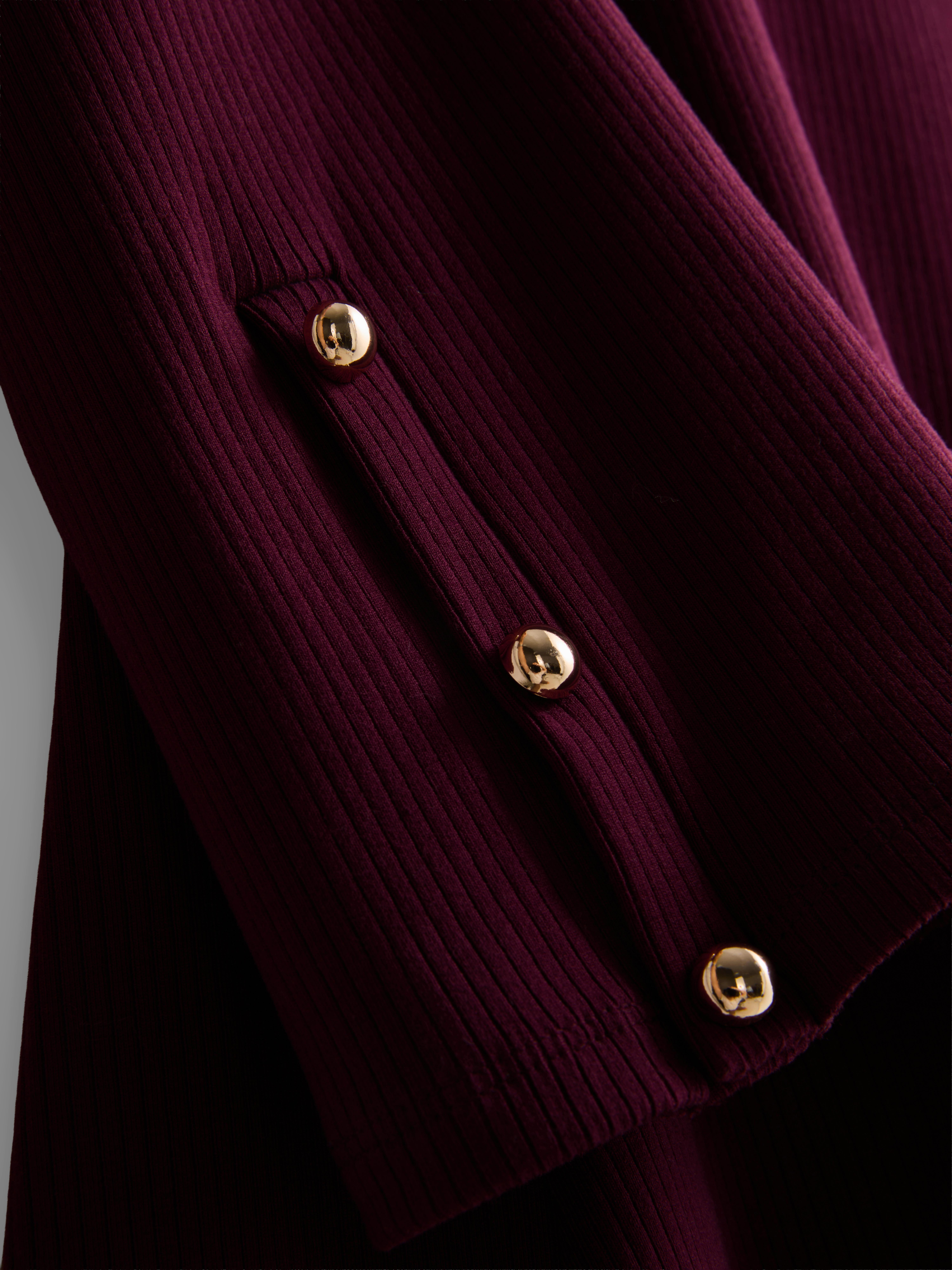 Ribbed A-Line Mini Dress - Plum