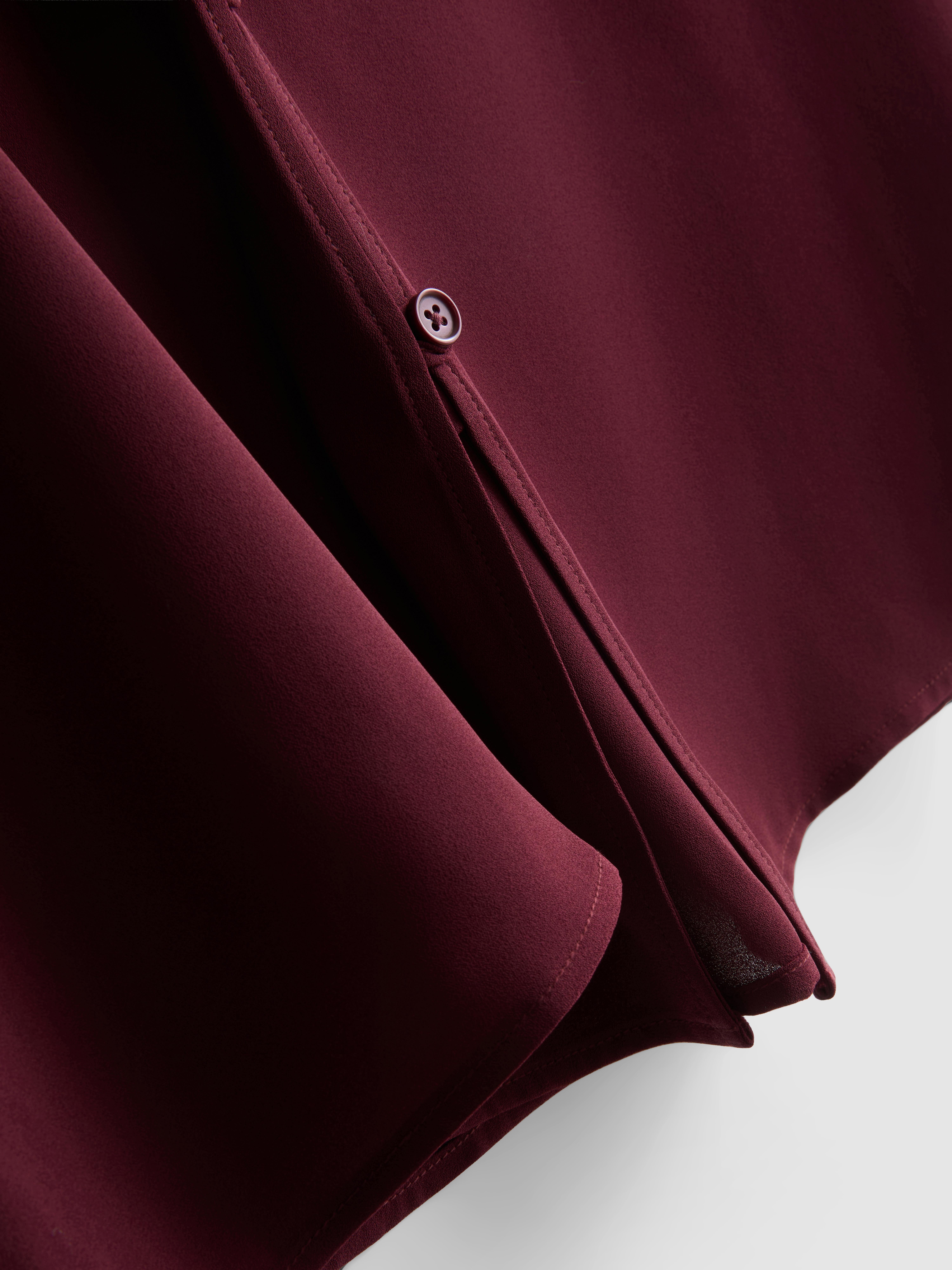 Crepe V-Neck Blouse - Burgundy