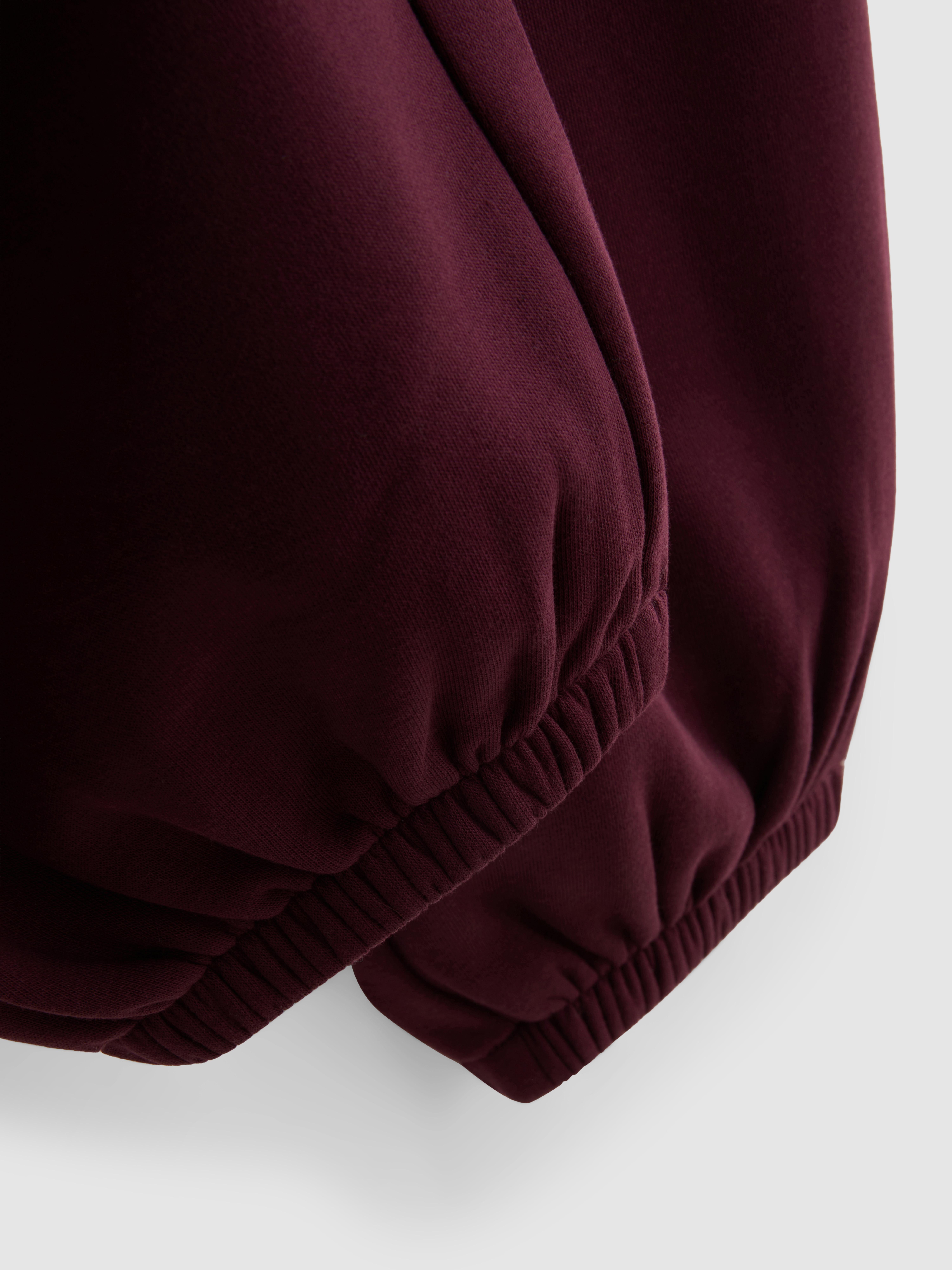 Cotton Blend Cuffed Joggers - Burgundy