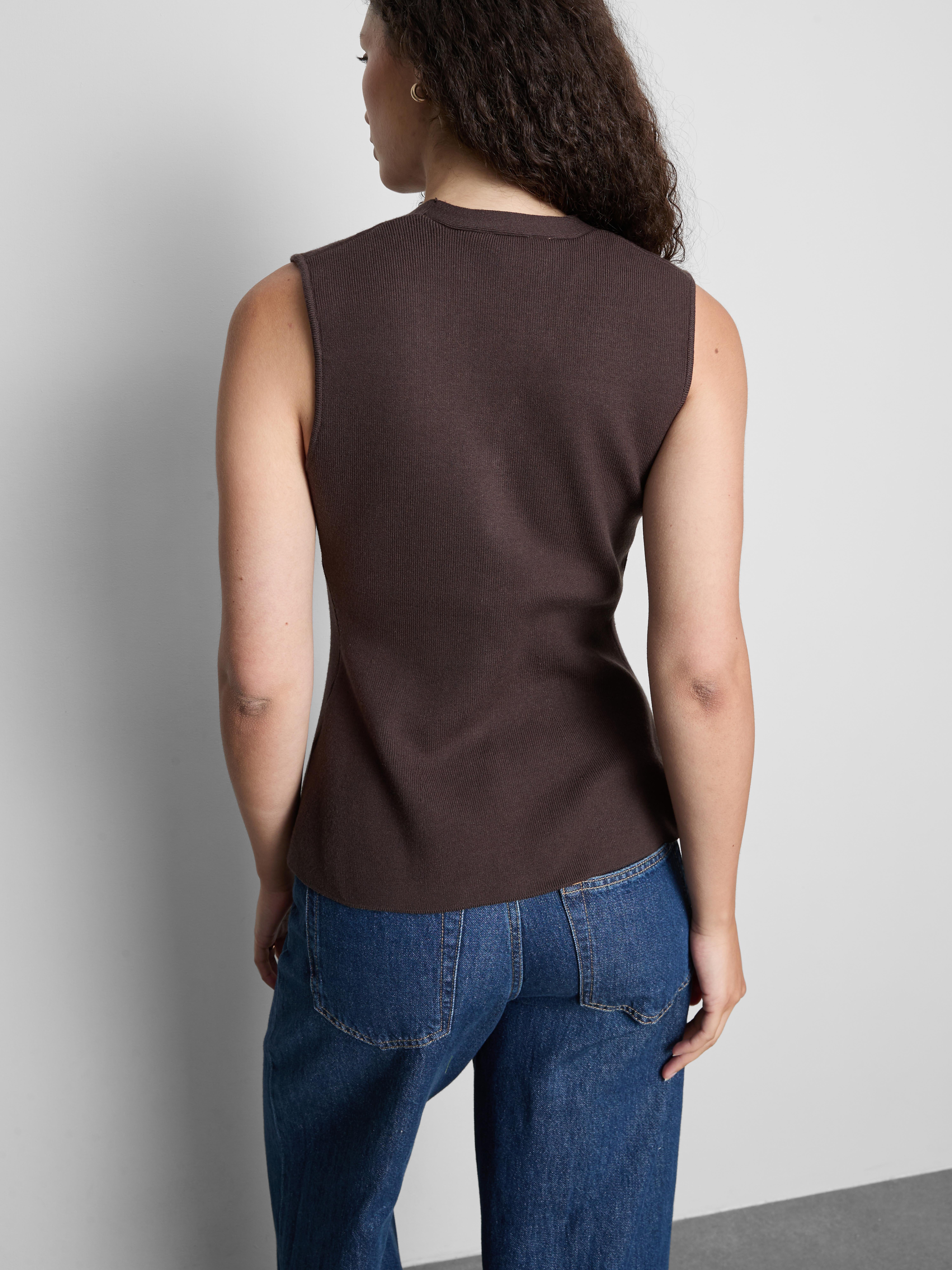 The Edit Knitted Sleeveless Peplum Waistcoat - Chocolate