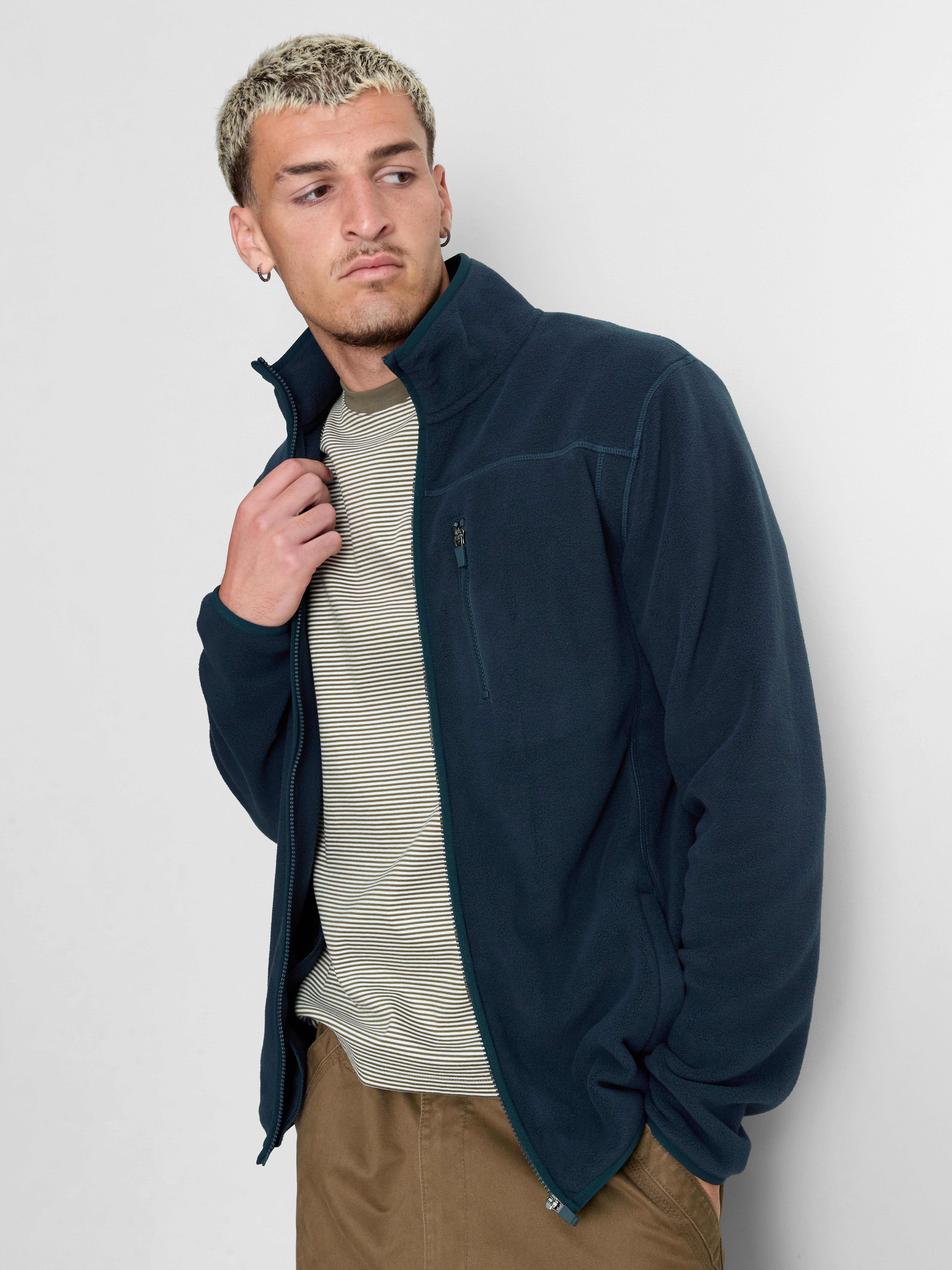 Zip-Up Fleece Jacket - Navy