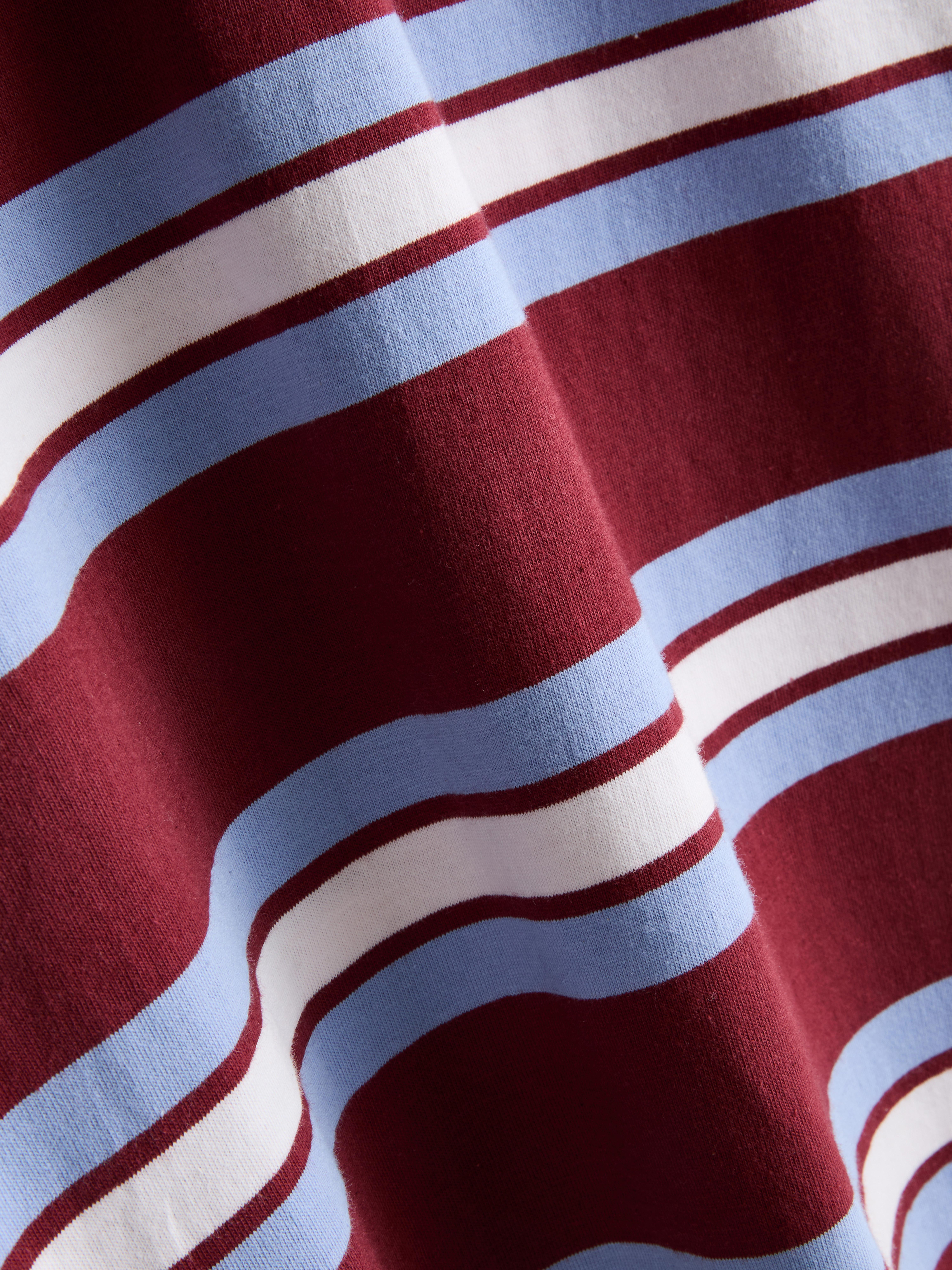Pure Cotton Striped Boxy T-Shirt - Burgundy