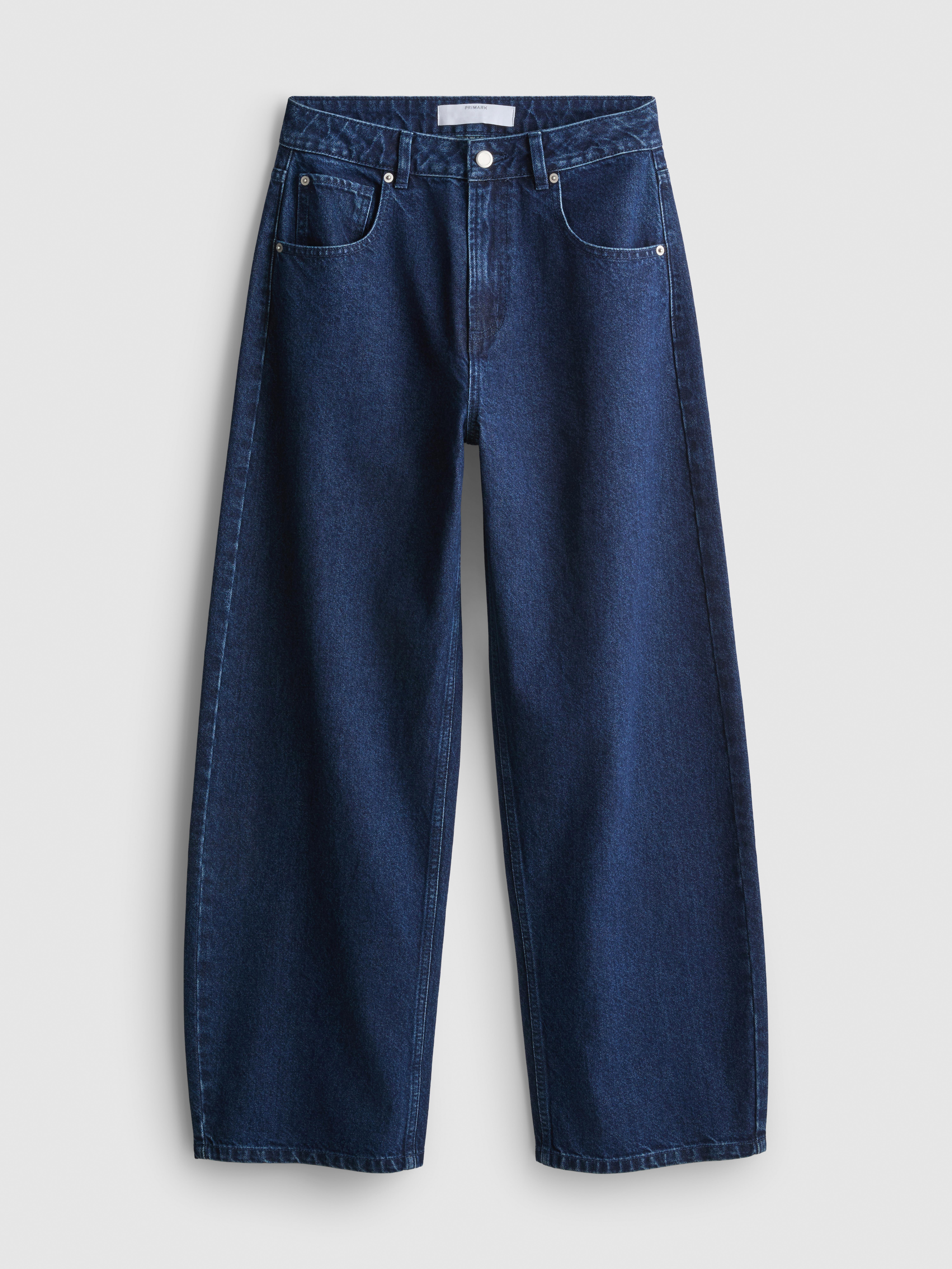 High-Waisted Barrel-Leg Jeans - Indigo