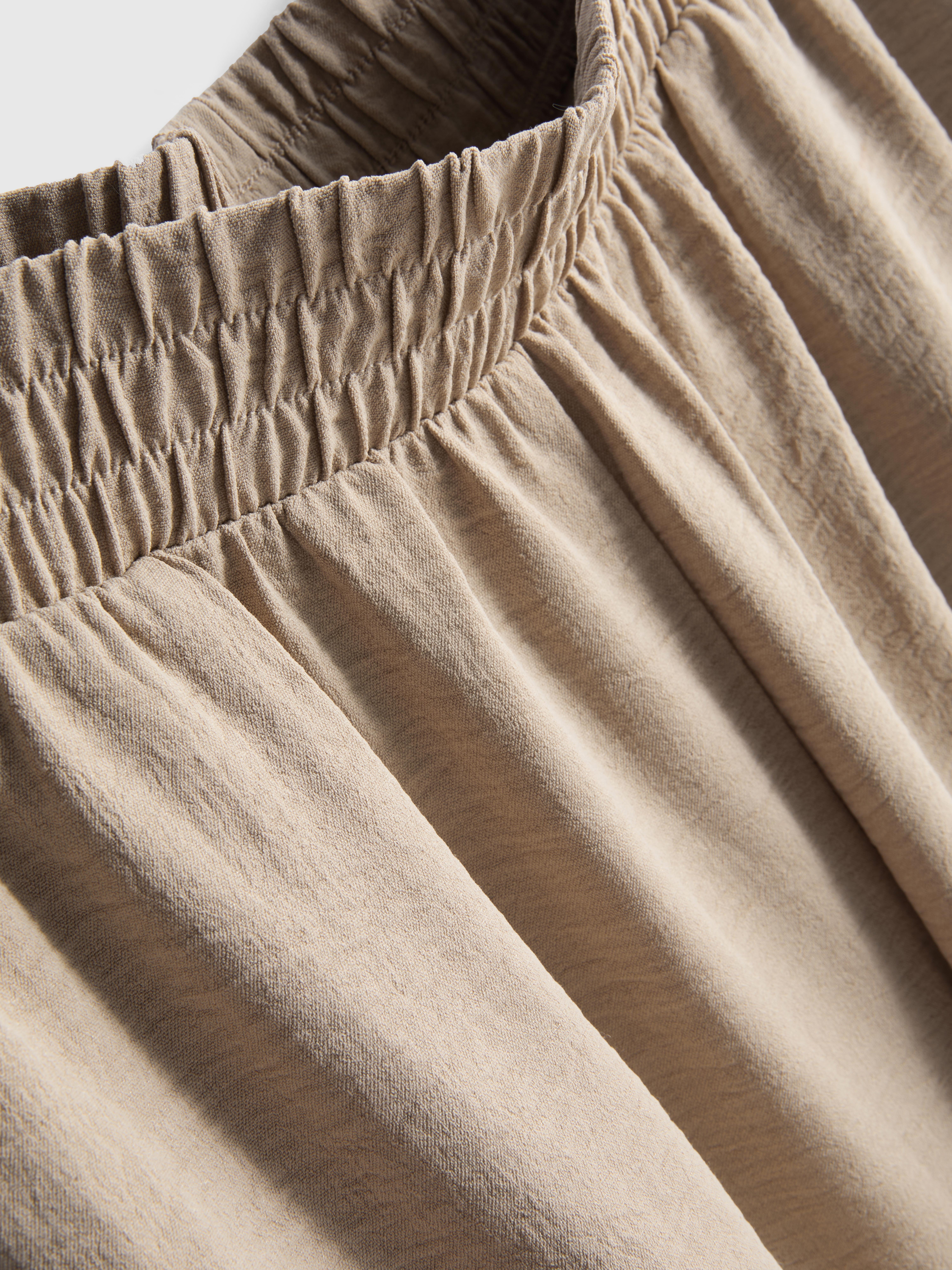 Elastic Waist Wide-Leg Pants - Stone
