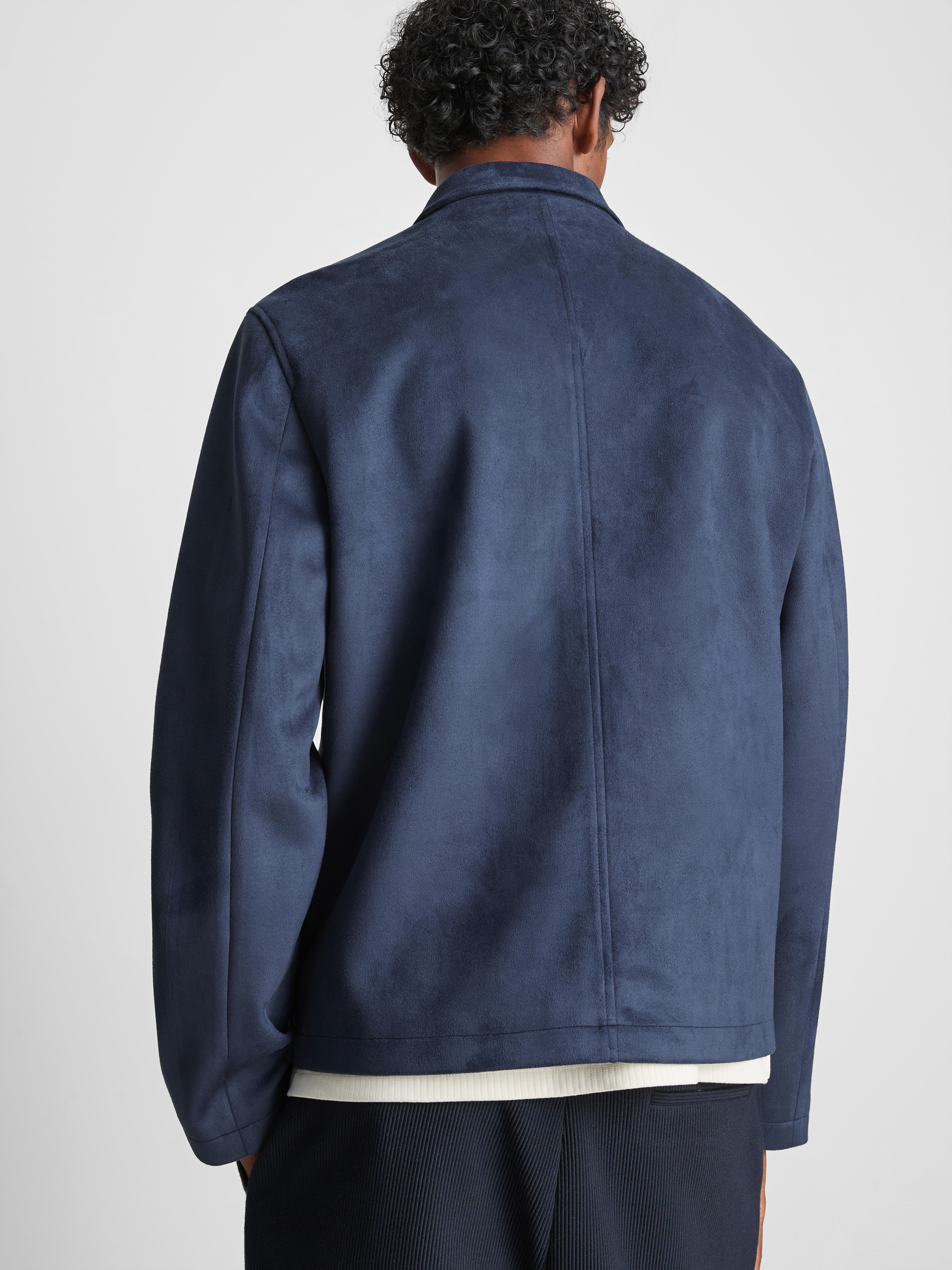 The Edit Regular Fit Suedette Jacket - Navy