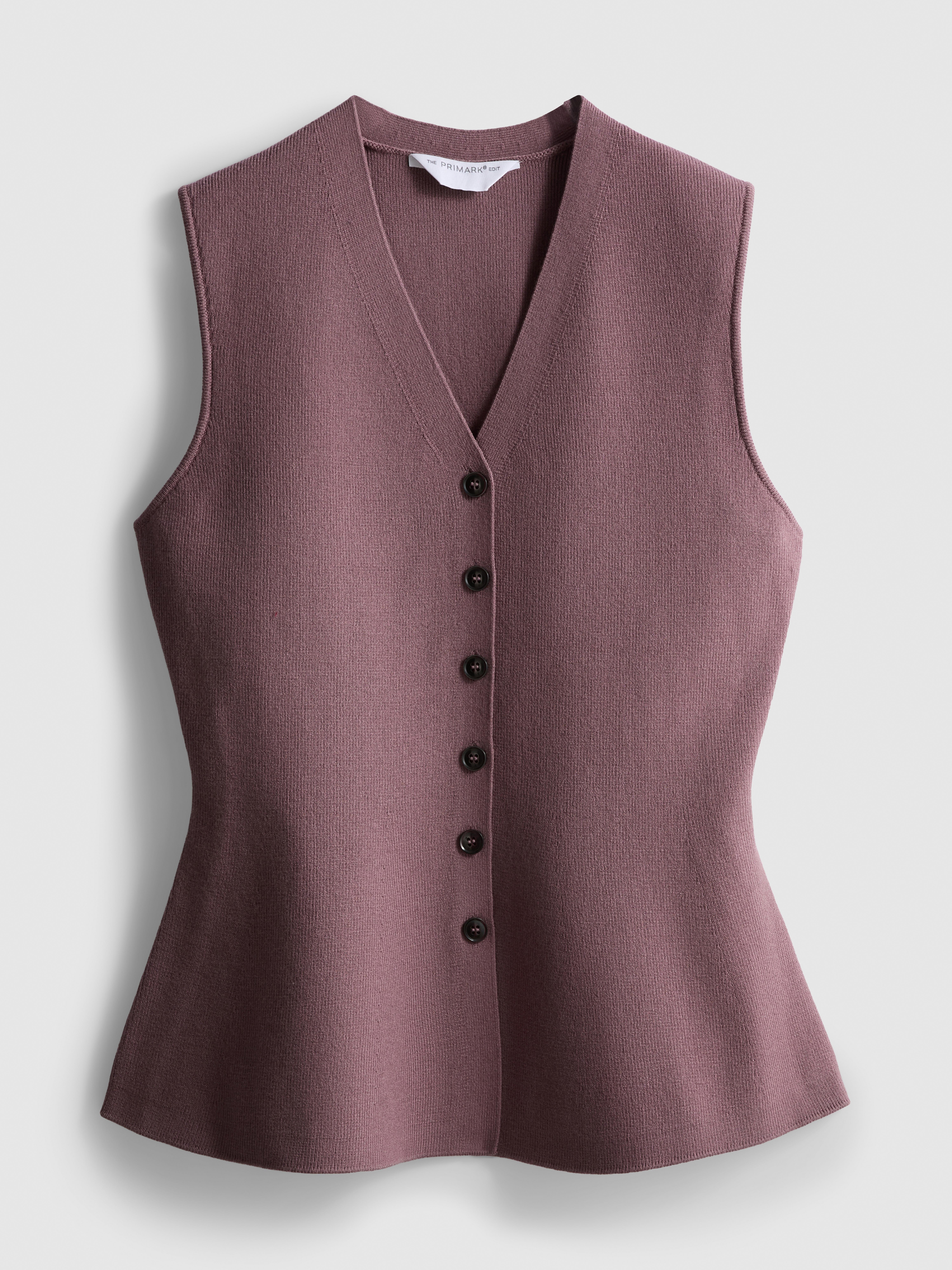The Edit Knitted Sleeveless Peplum Waistcoat - Heather