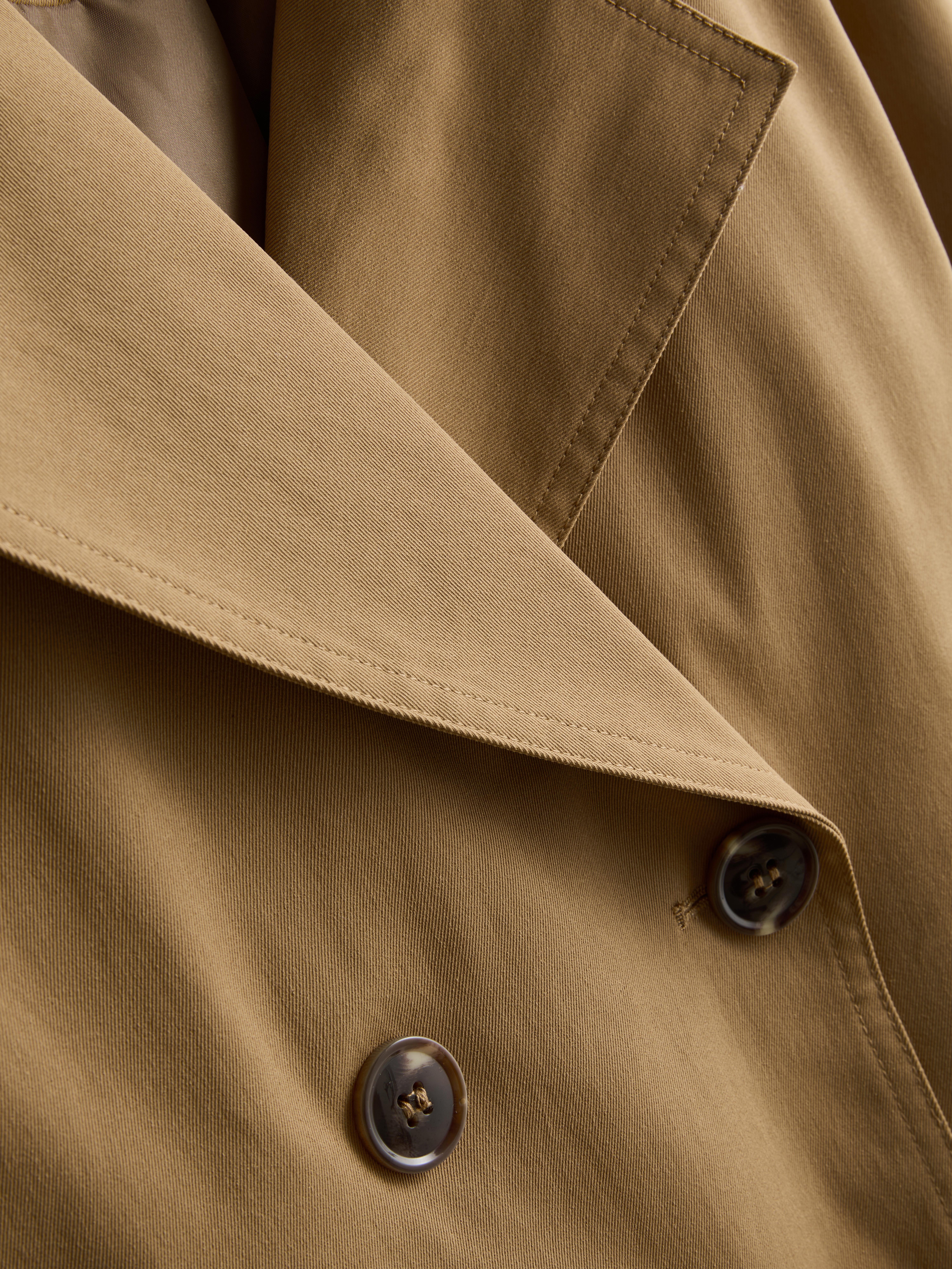 Double-Breasted Boxy Rain Jacket - Caramel