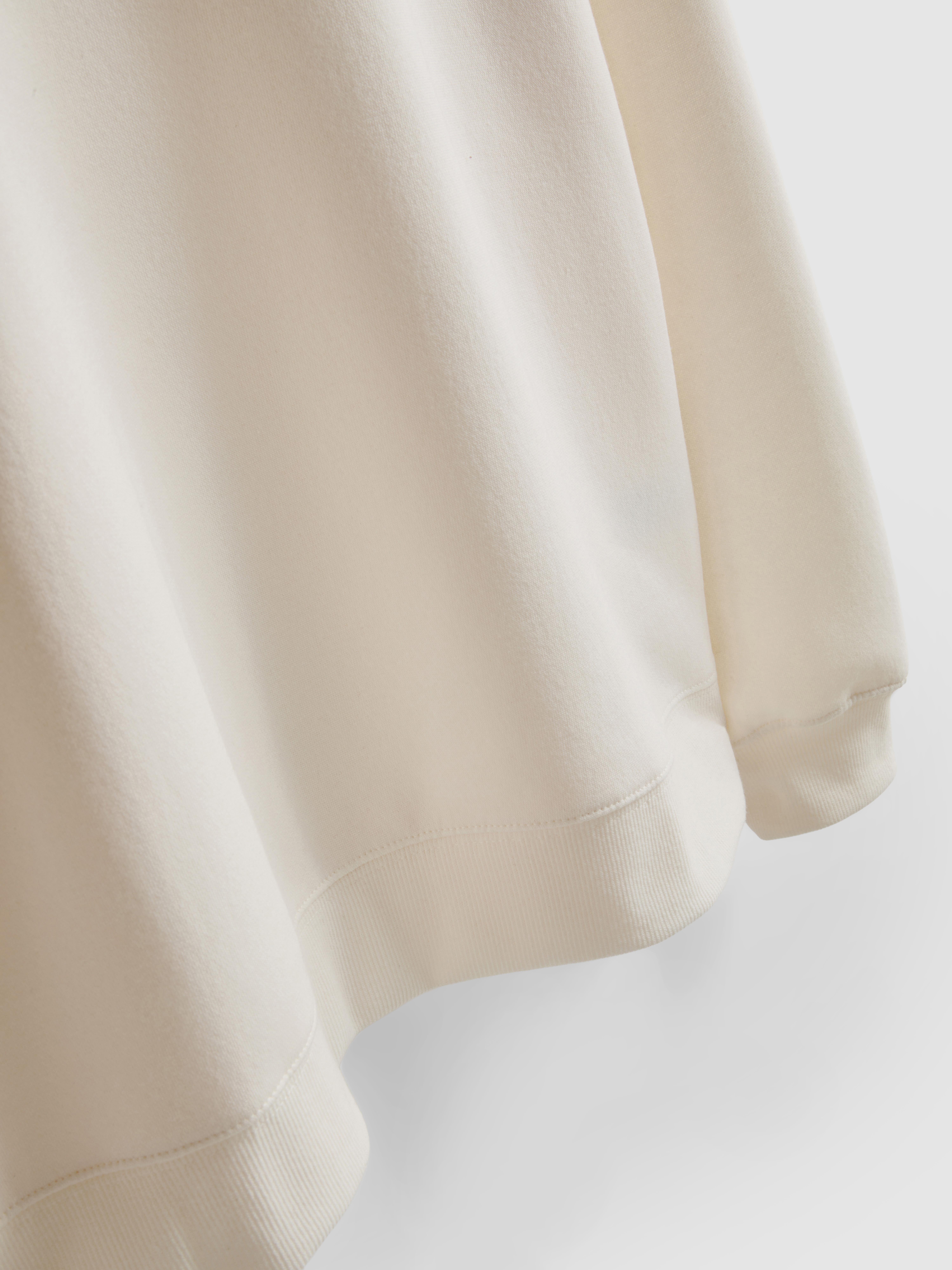 Cotton Blend Relaxed Graphic Sweatshirt - Ivory