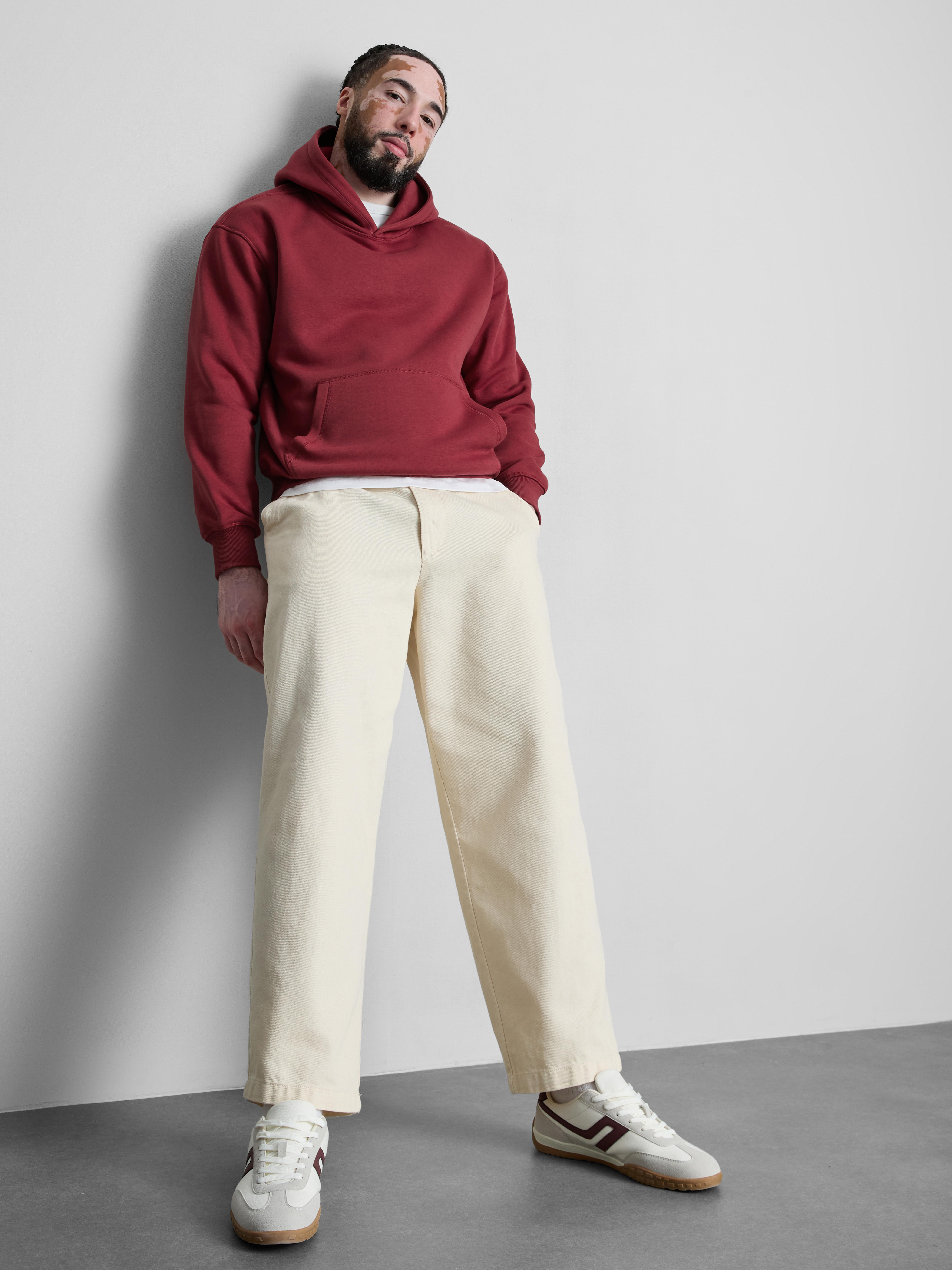 Oversized Pullover Hoodie - Dark Red