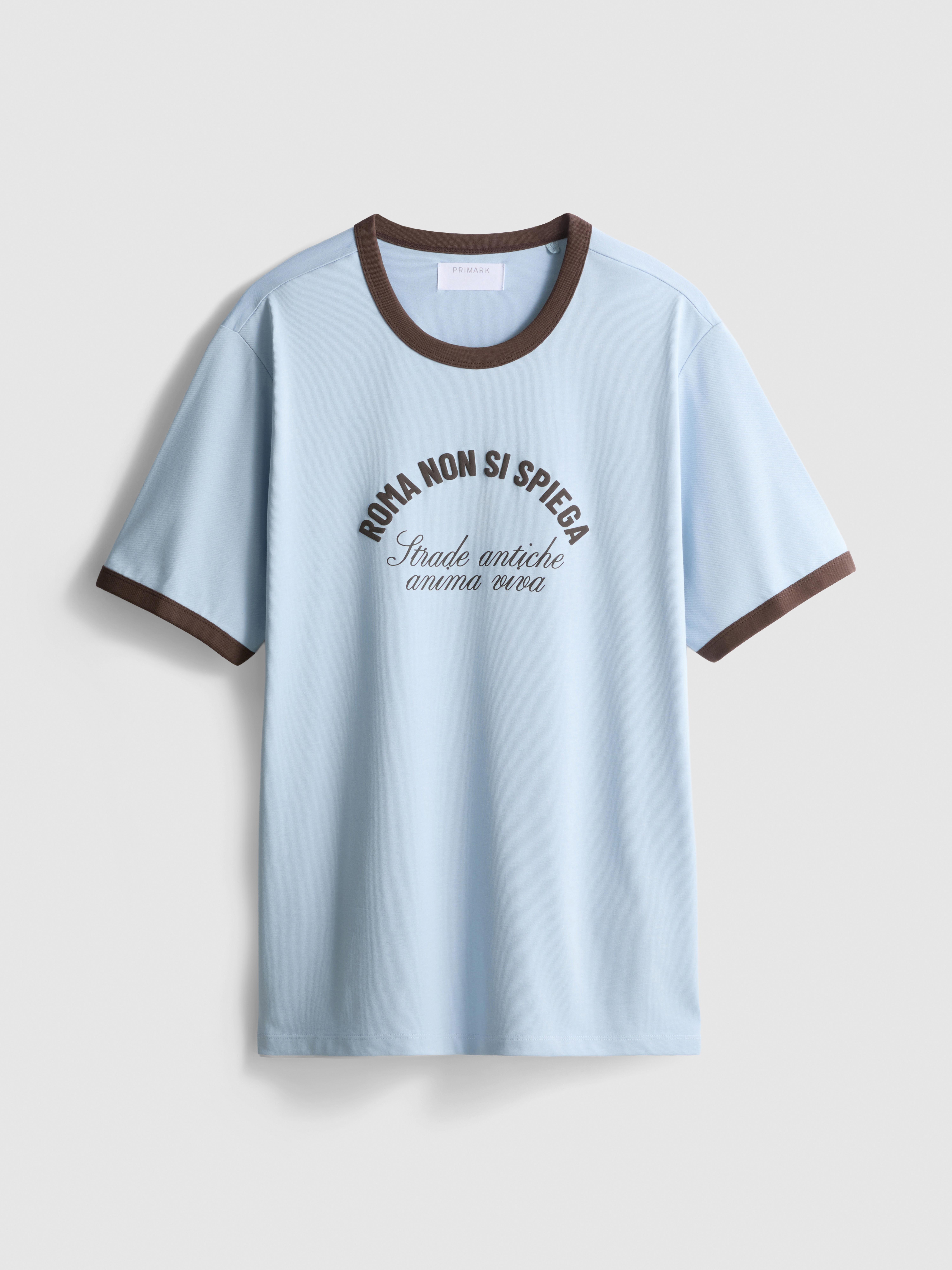 Rome Slogan T-Shirt - Light Blue