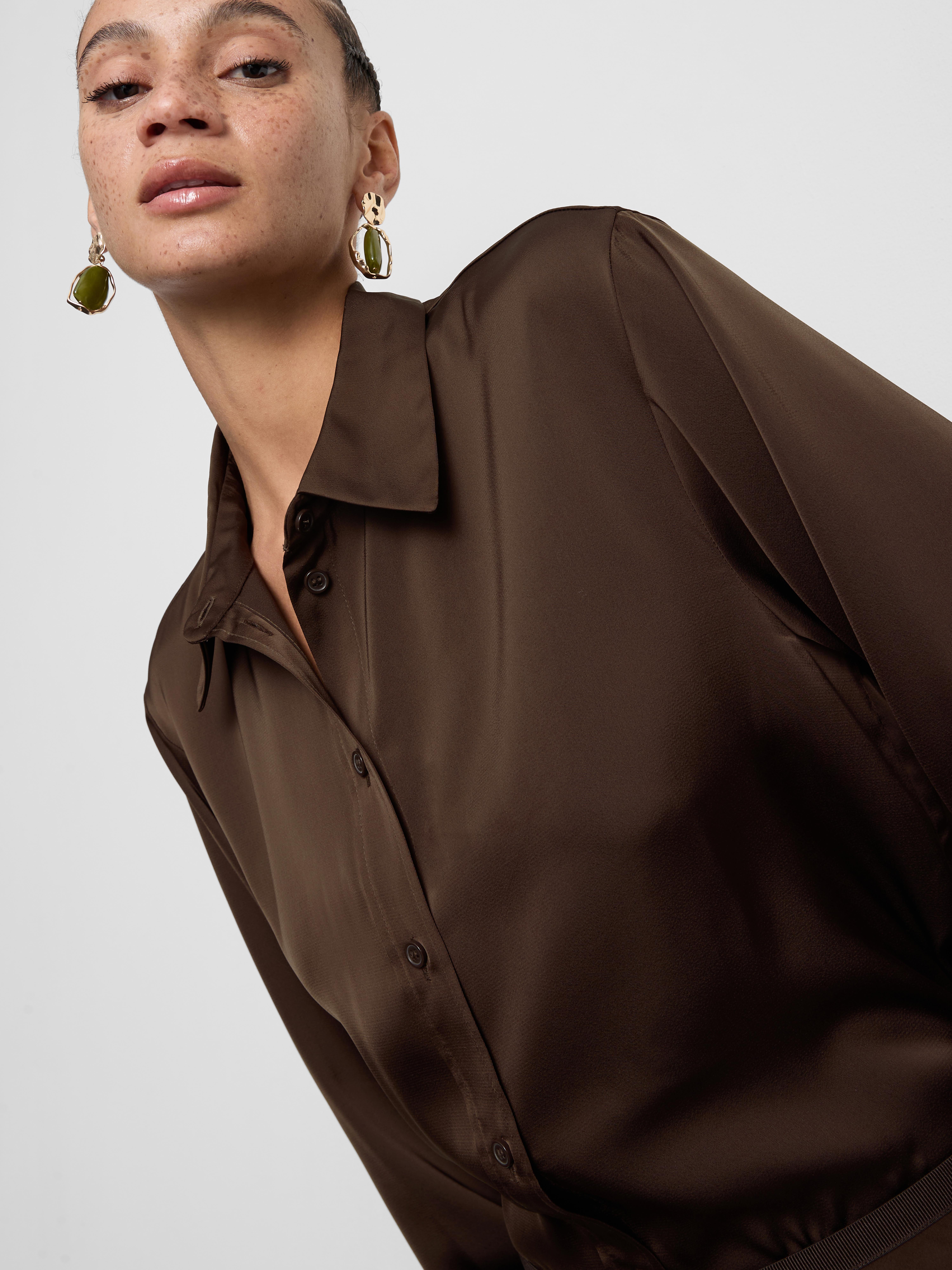 Relaxed Satin Shirt - Chocolate