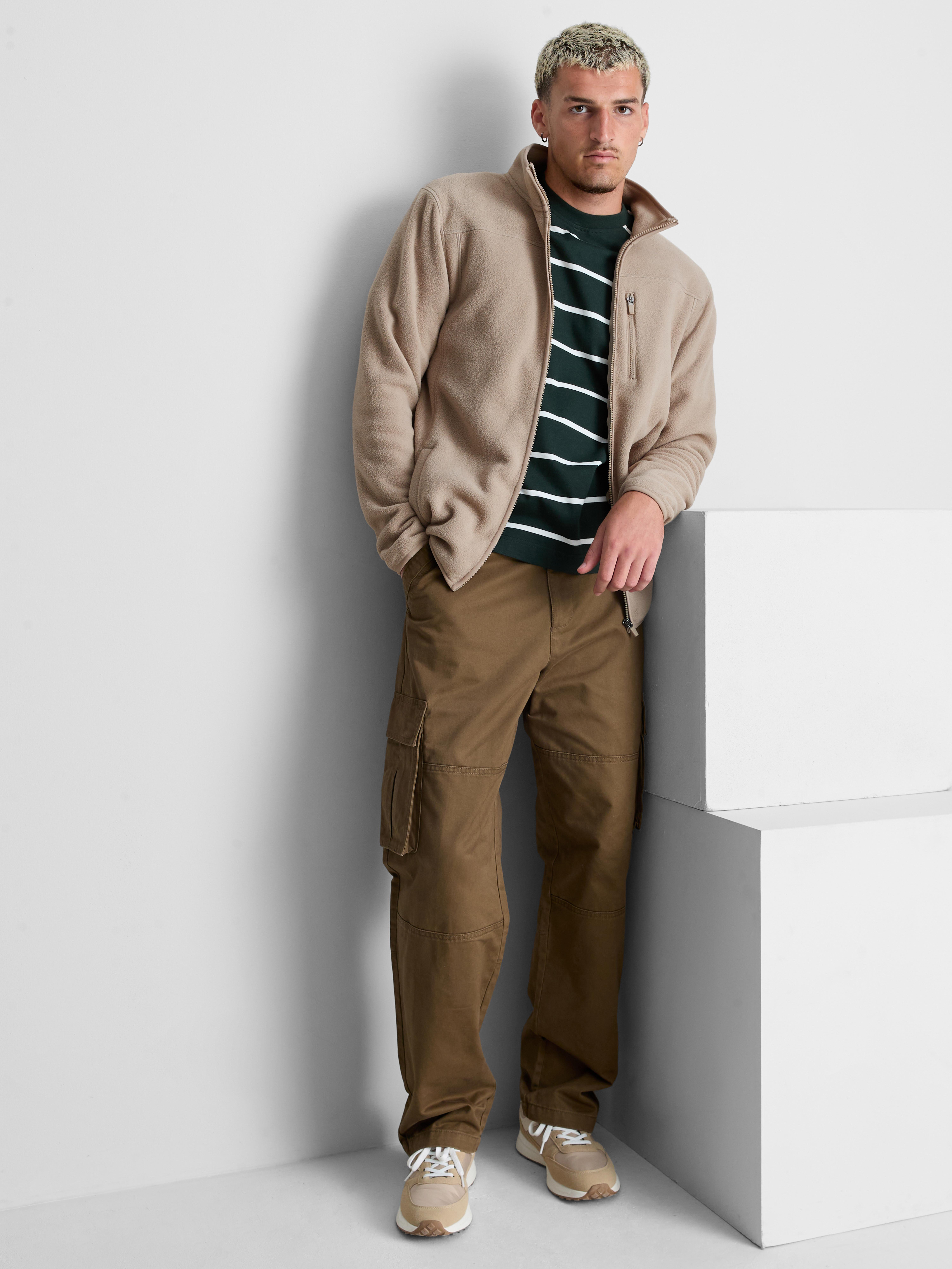Zip-Up Fleece Jacket - Stone