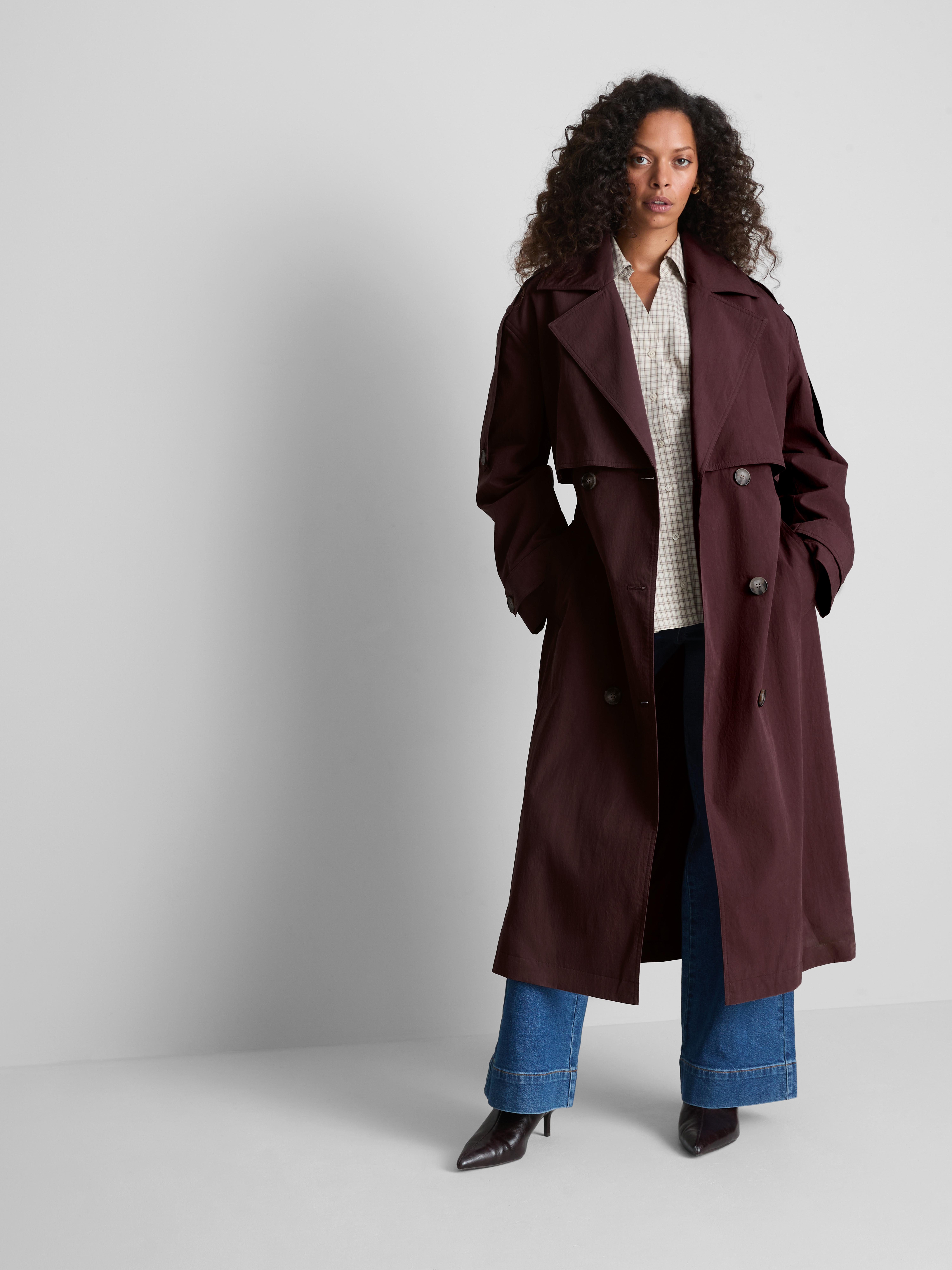 Paula Echevarría Belted Raincoat - Plum