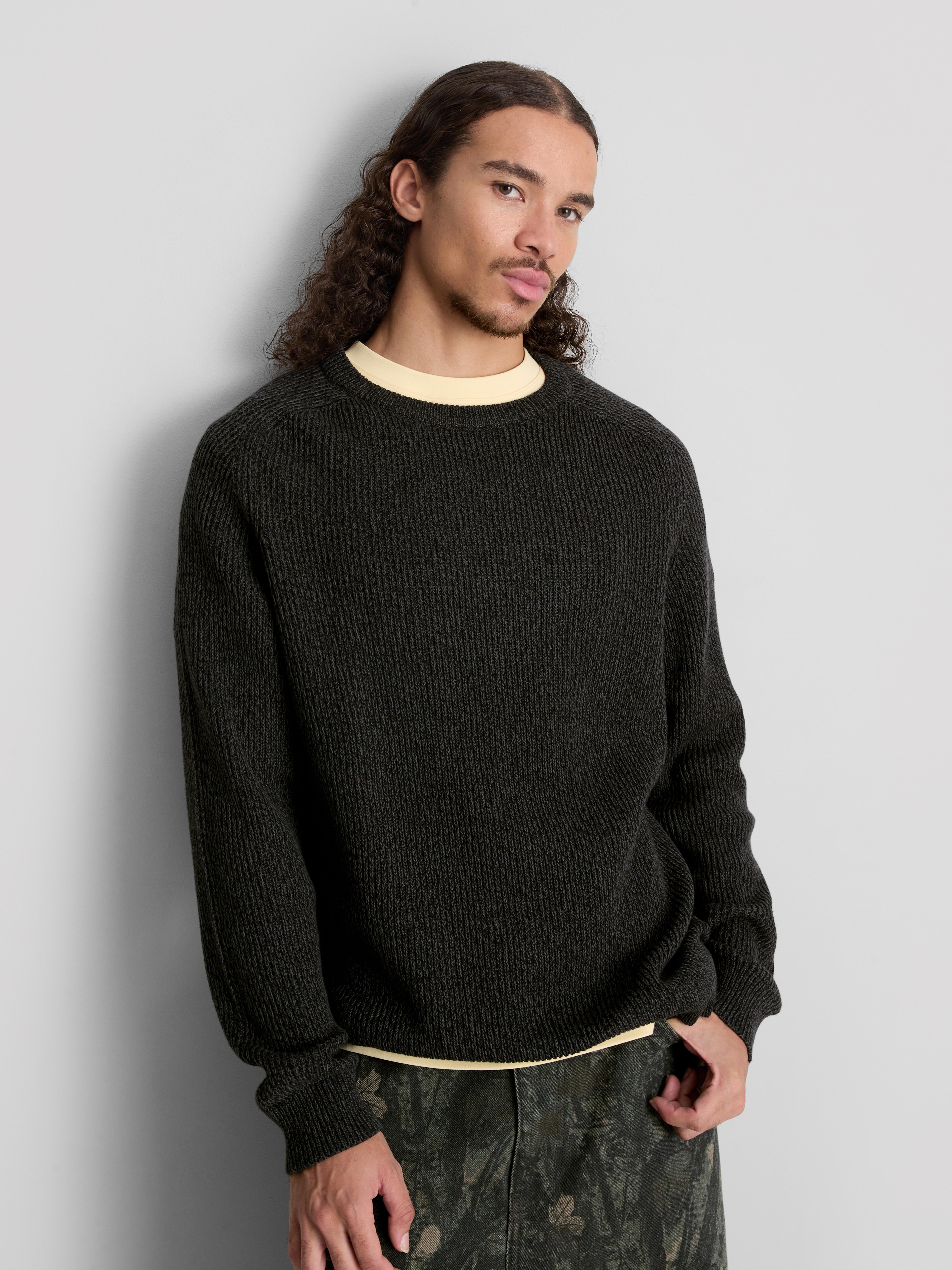 Cotton Rich Crew Neck Sweater - Charcoal