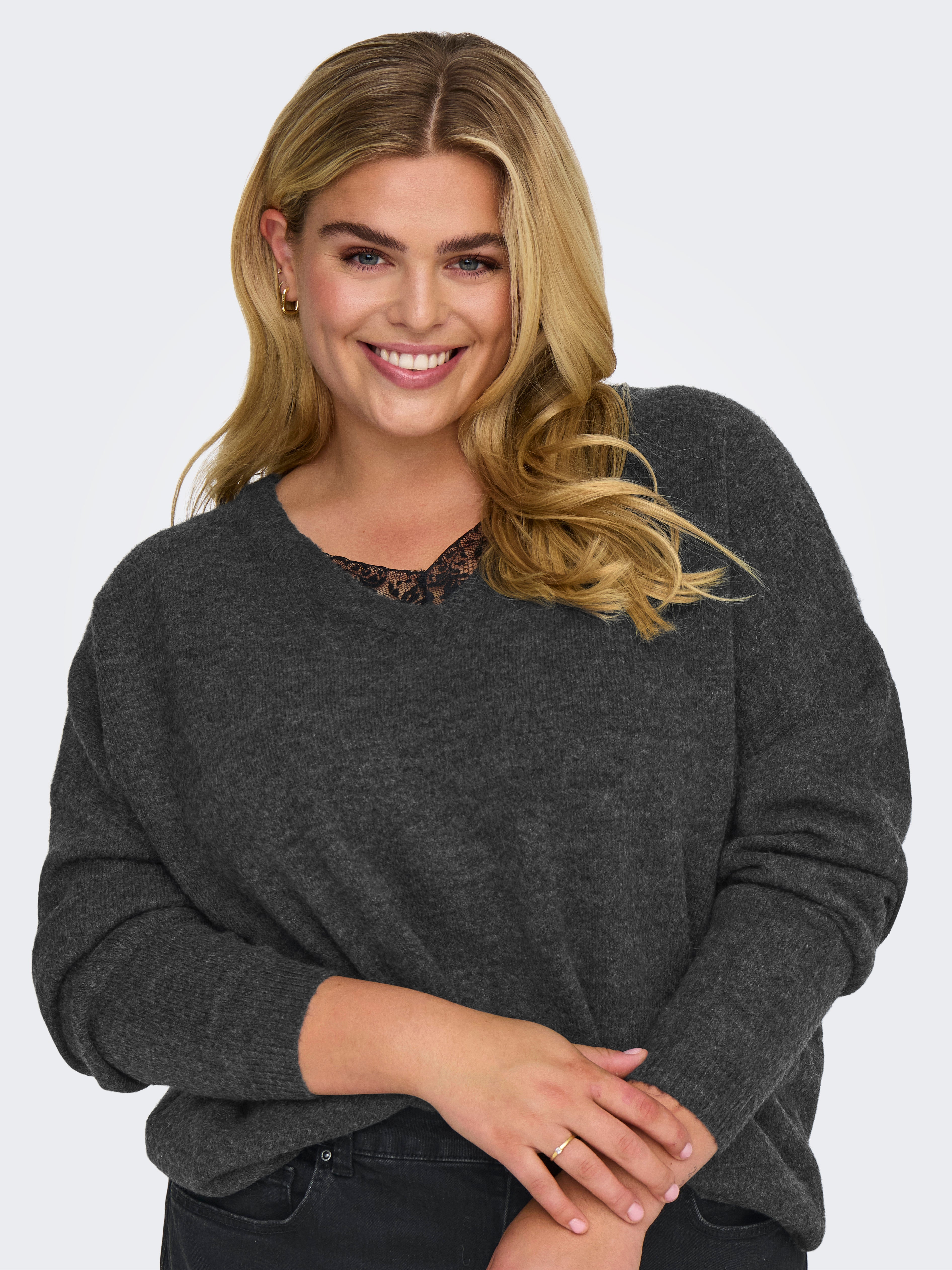 CARMANIFESTA reversible Knitted pullover Dark Grey Melange