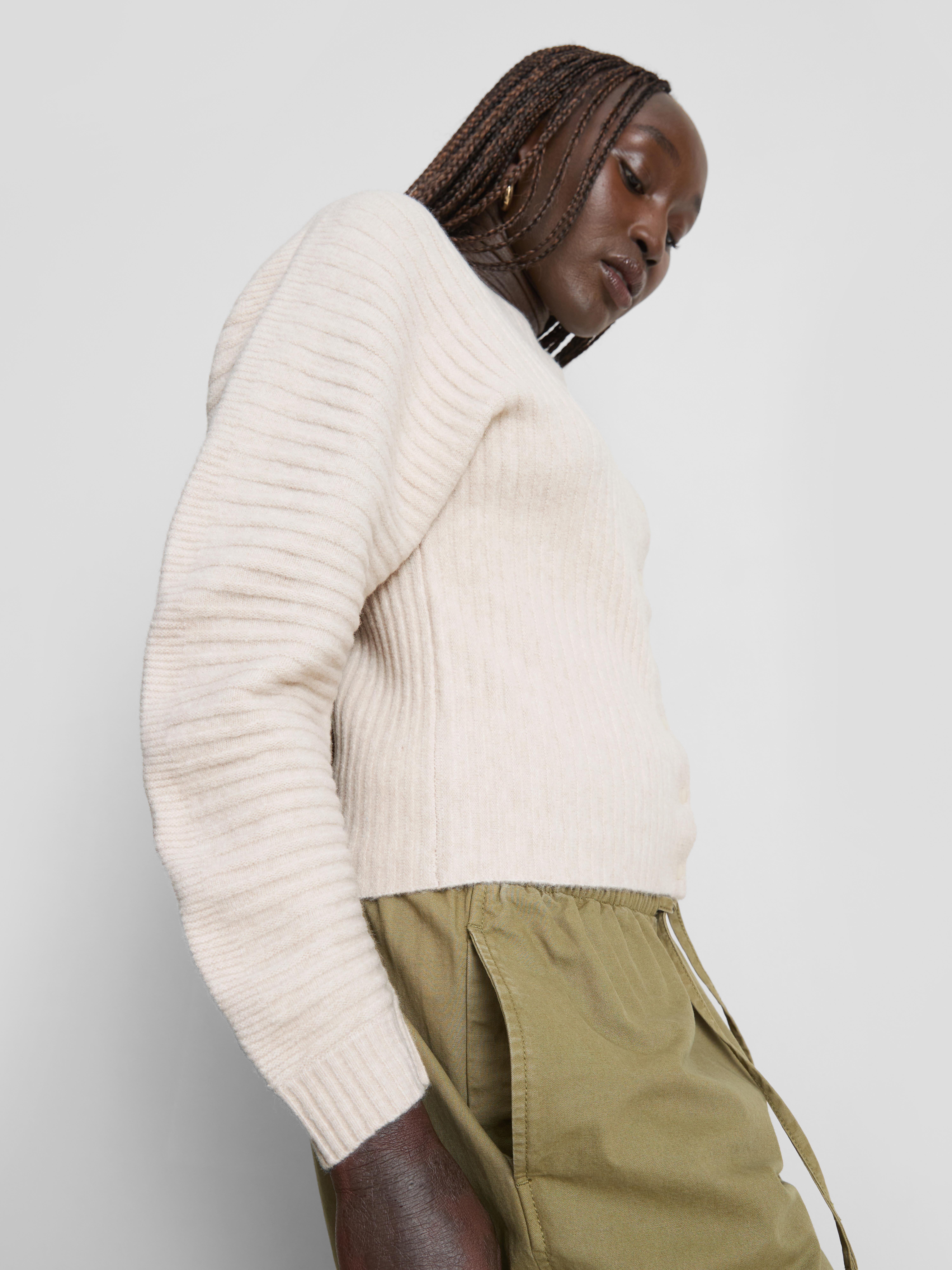 Ribbed Sculpted Cardigan - Oatmeal