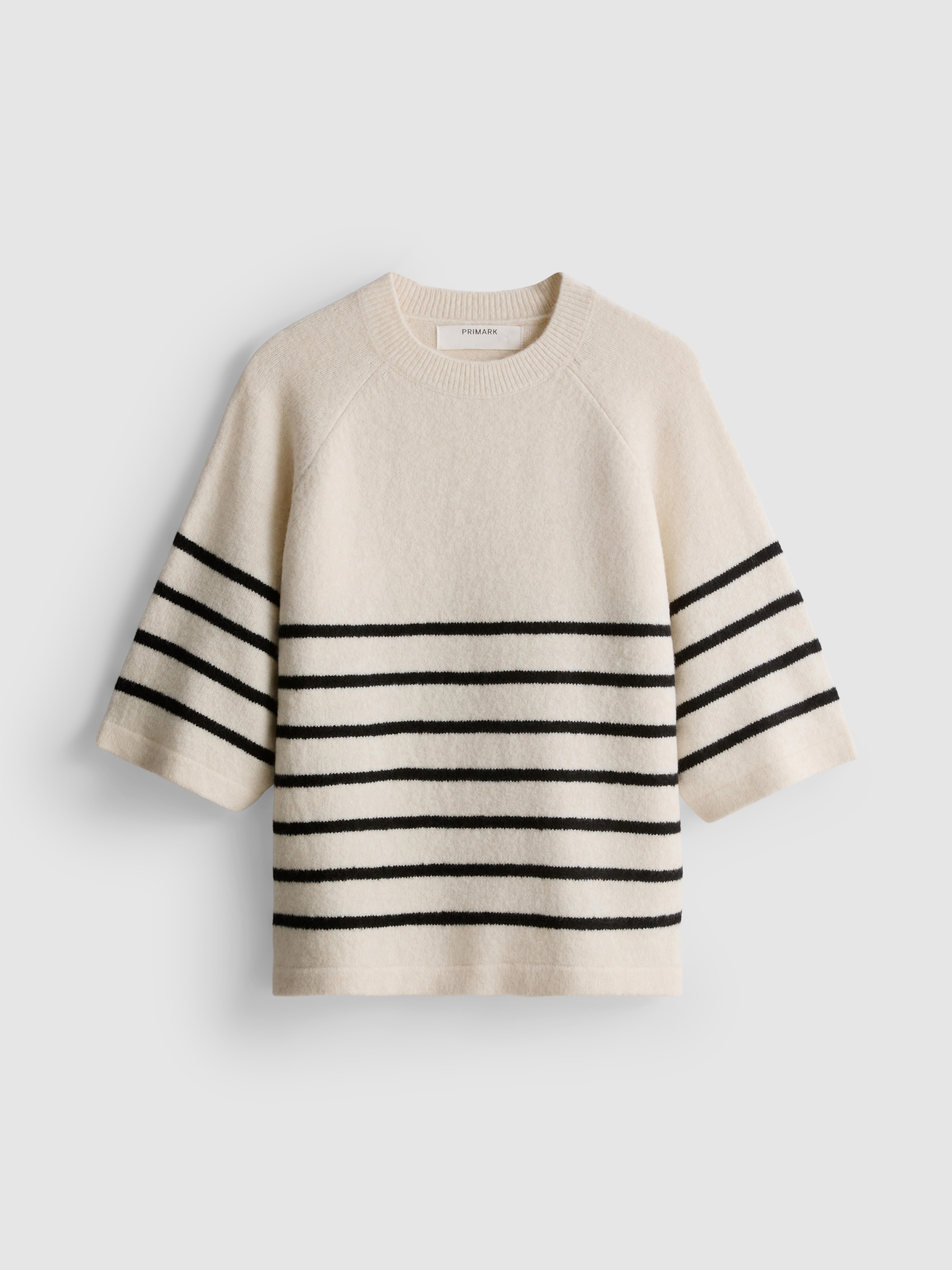 Wool-Blend Knitted Boxy T-Shirt - Ivory