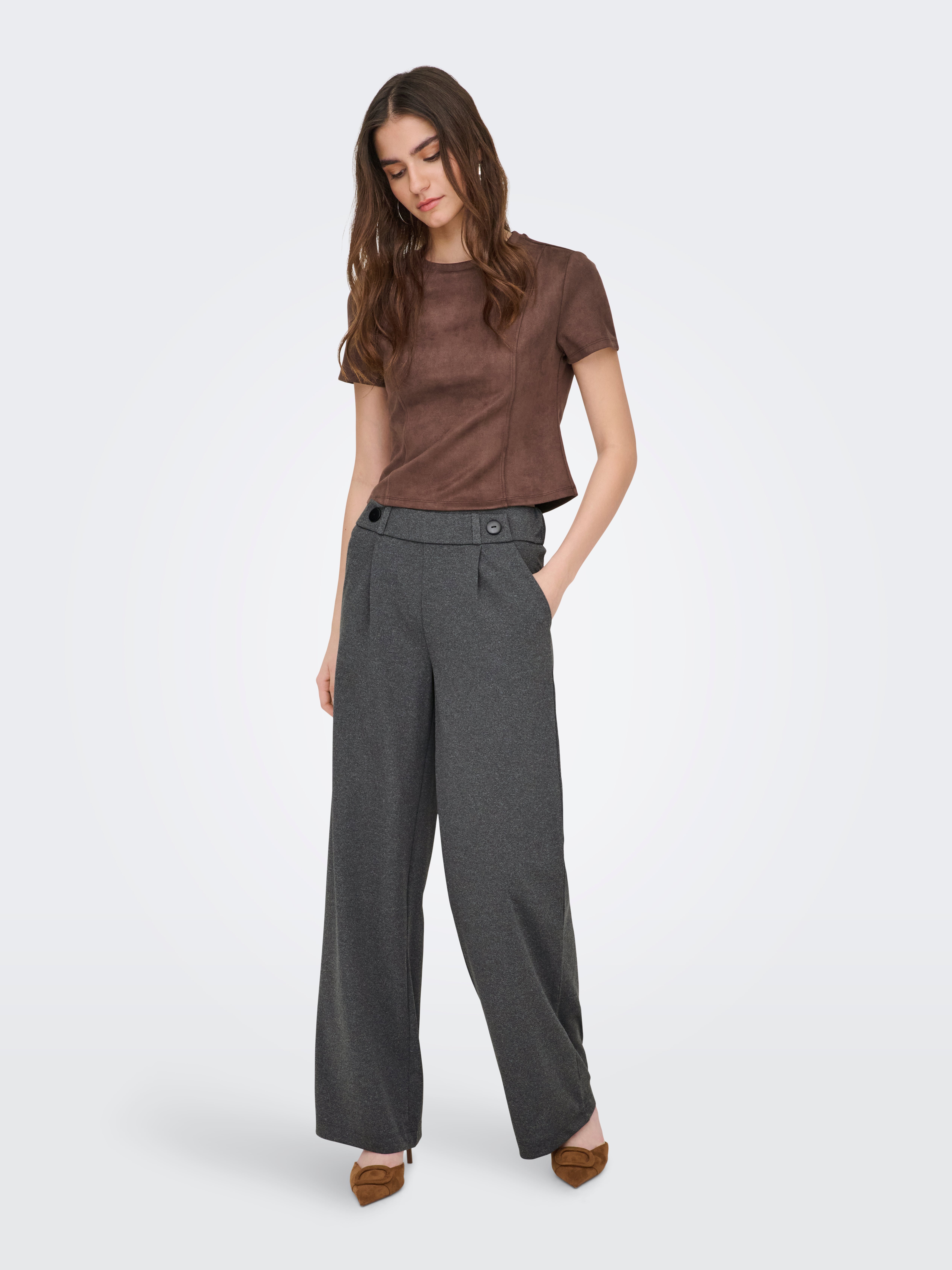 JDYGEGGO Wide Leg Fit Wide-leg trousers Medium Grey Melange
