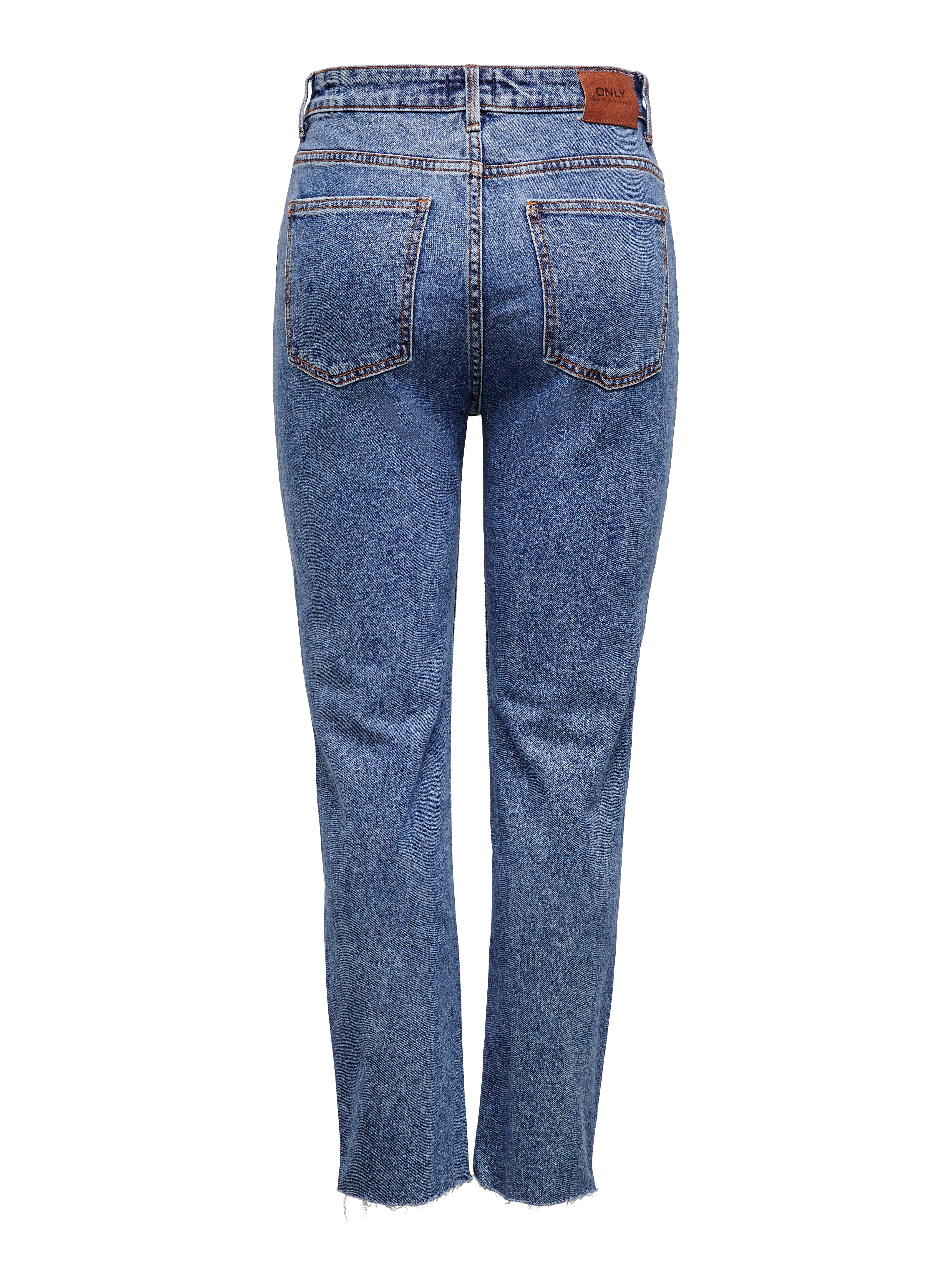 ONLEMILY High waist Straight Fit Cropped Jeans Dark Blue Denim