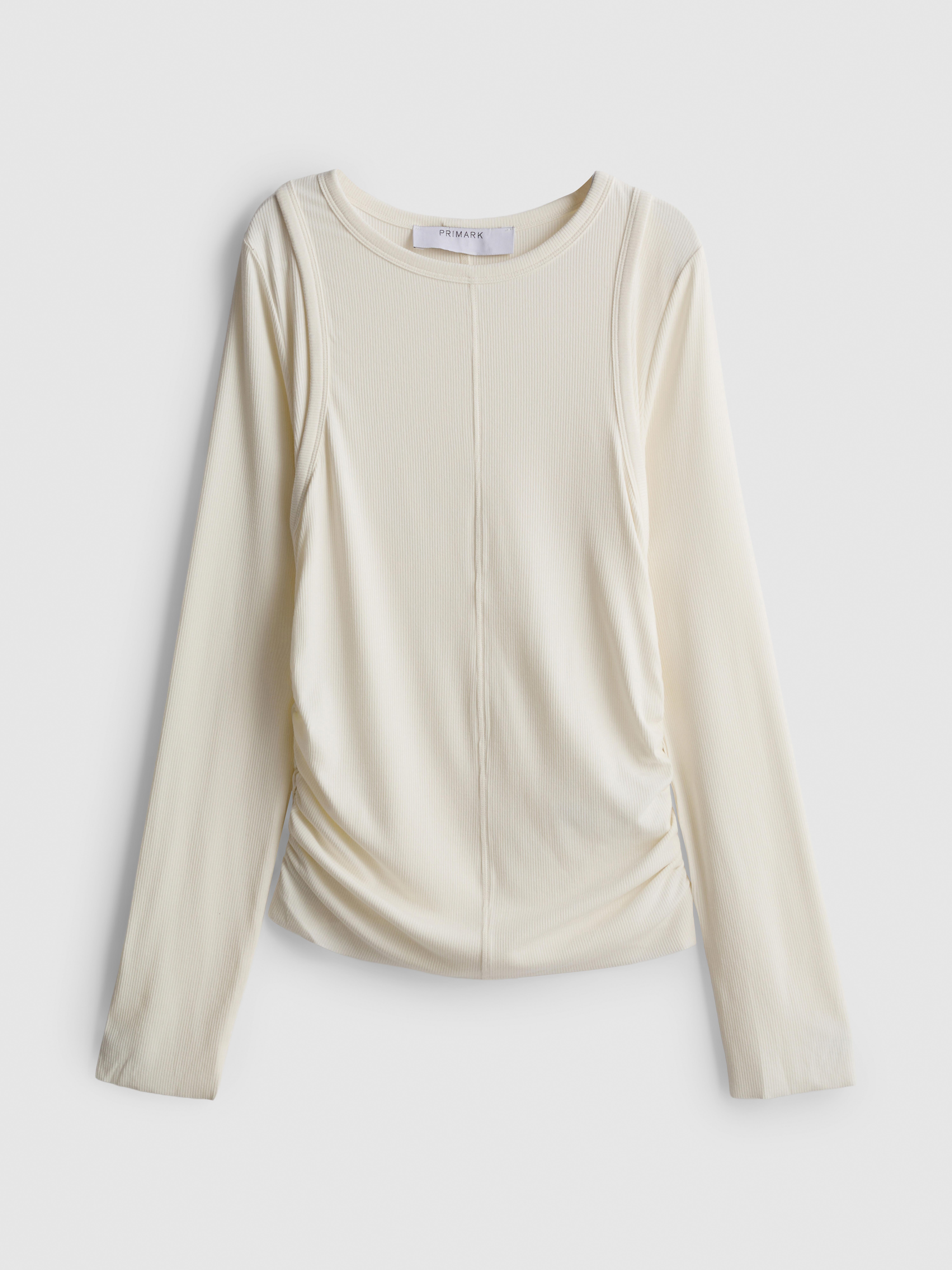 Paula Echevarría Long-Sleeve Double-Layered Top - Ivory